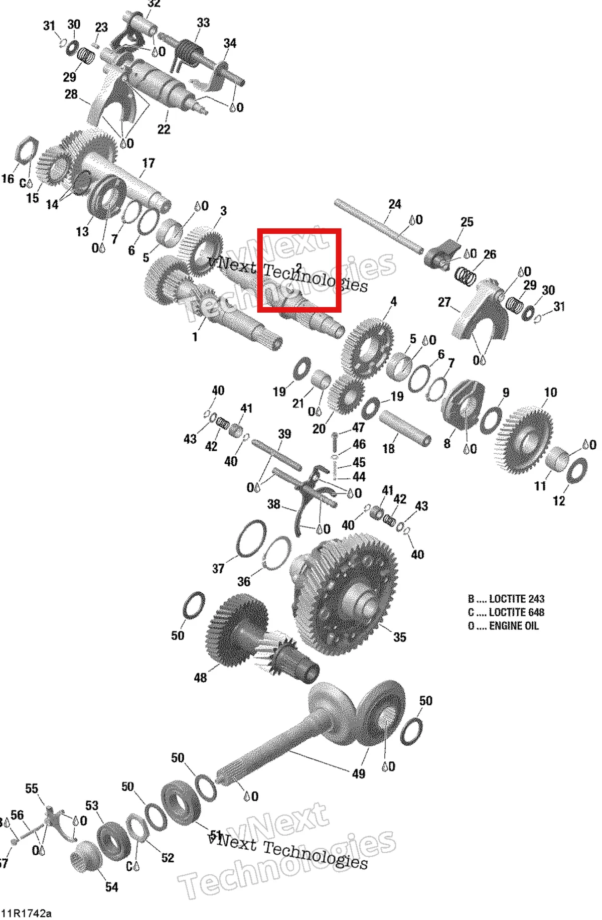 Деталь 420637516 на схеме узла 2017 Can-Am TRAXTER T Gear Box Components - With Lockable Rear Differential