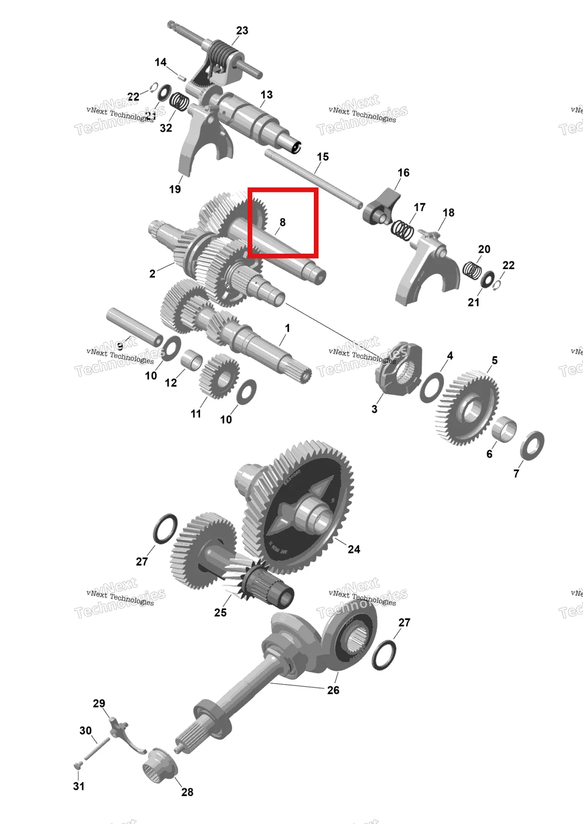Деталь 420637549 (Промежуточный вал Can-Am Maverick Turbo RR XRS (2026) (420637549)) на схеме узла 2026 Can-Am Maverick Max - TURBO RR - XDS STD - 7VTR - Dusty Navy Satin - 64