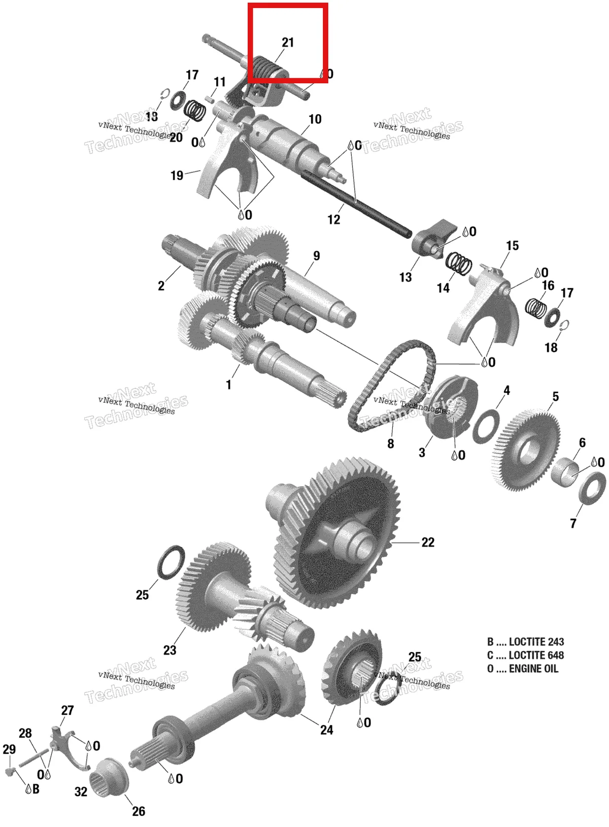 Деталь 420637568 на схеме узла 2019 Can-Am MAVERICK TRAIL 800 - BASE/DPS - T2B SERIES Gear Box 2 - 420686758 - Base