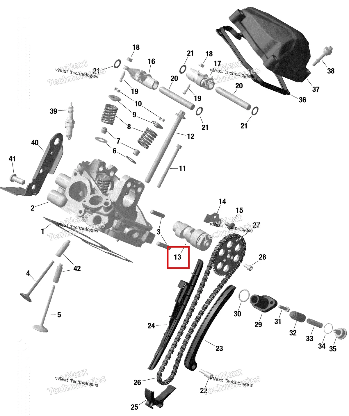 Деталь 420637655 на схеме узла 2021 Can-Am Traxter HD8 - DPS - CE Rotax - Cylinder Head, Rear