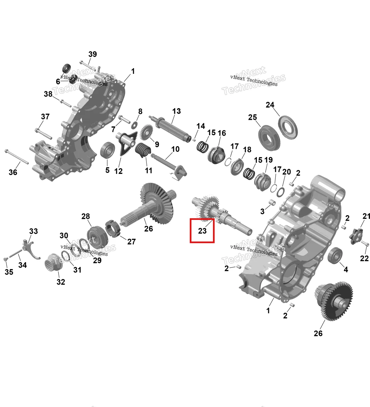 Деталь 420637707 на схеме узла 2026 Can-Am RENEGADE - 4X4 - XMR - 1000R EFI - 5UTA - Hyper Silver Rotax - Gearbox 1