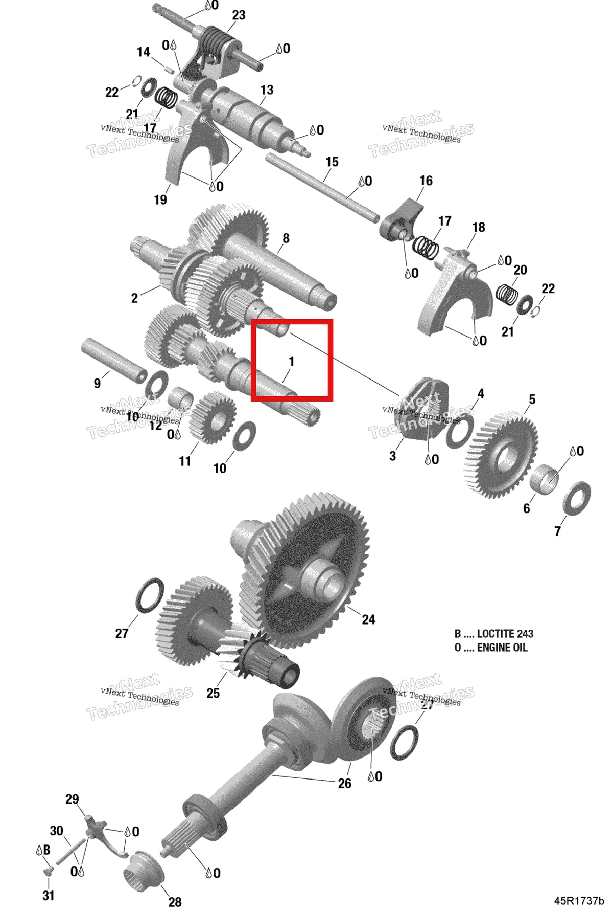 Деталь 420637802 на схеме узла 2019 Can-Am Maverick Sport MAX 1000R - DPS - T1B Series Gear Box 2-420686754