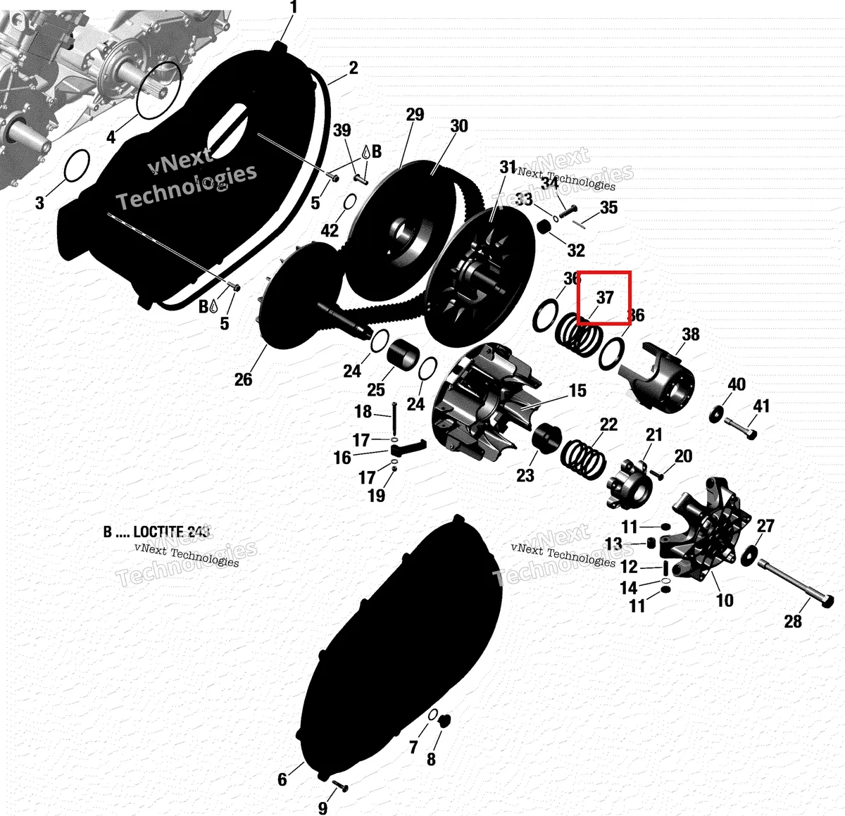Деталь 420638122 на схеме узла 2022 Can-Am Maverick Sport 1000 - BASE Rotax - Transmission