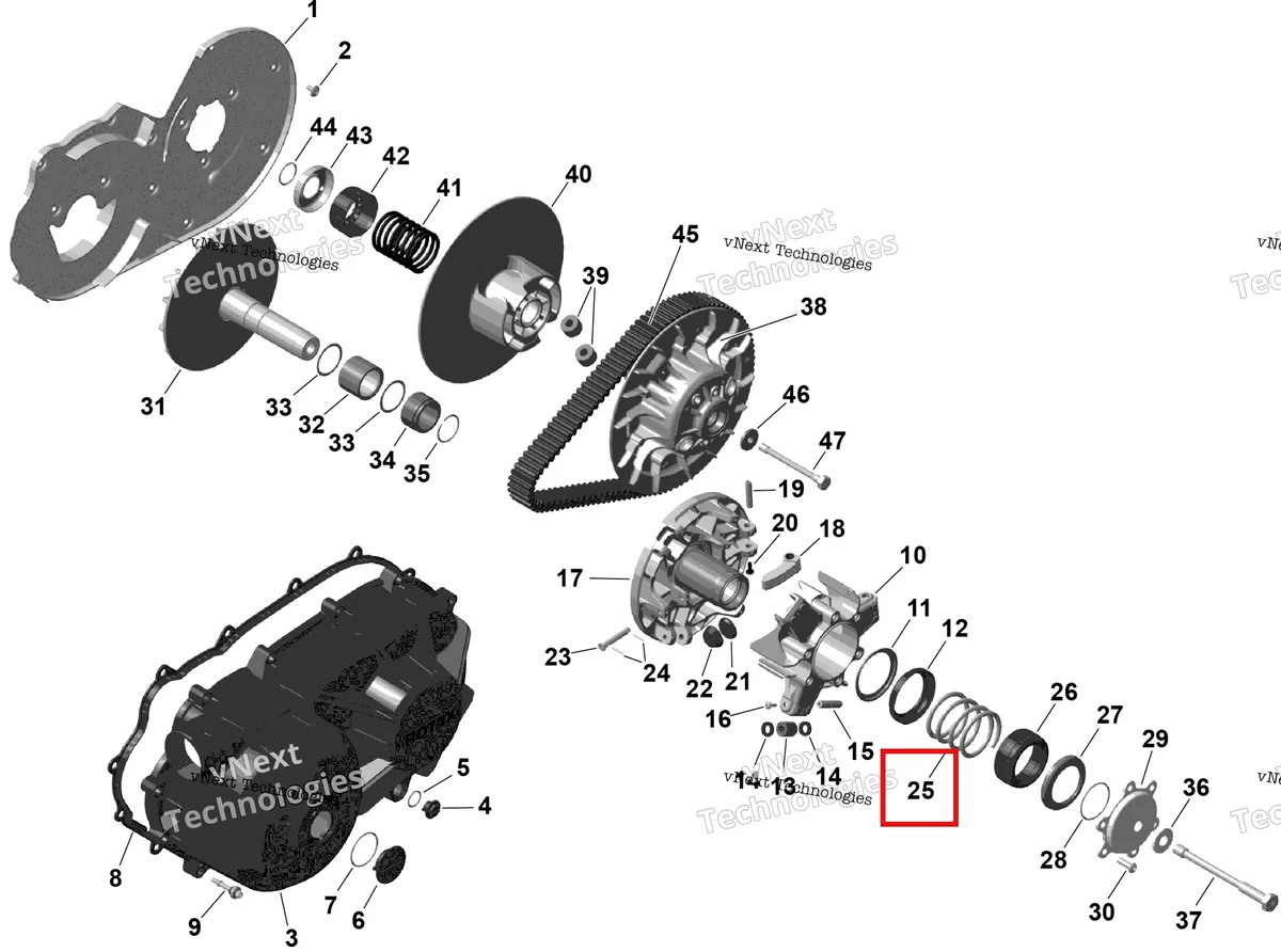 Деталь 420638133 (Компрессионный пружина ведущий вариатор Can-Am Maverick Turbo RR XRC (2022) (420638133)) на схеме узла 2026 Can-Am OUTLANDER - 2X4 - STD - 500 - 1KTB - Legion Red Rotax - Cvt