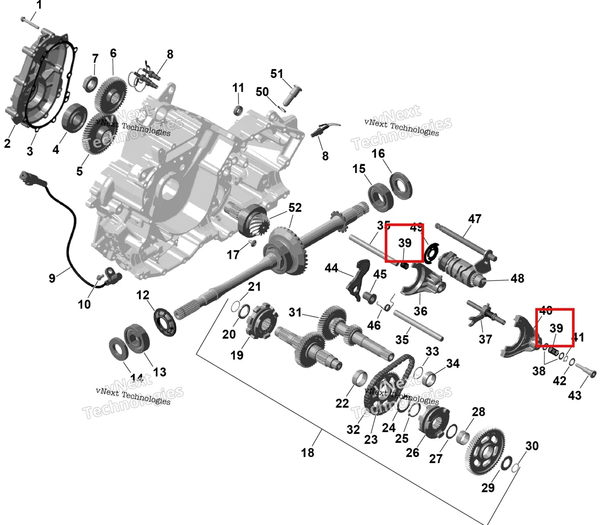 Деталь 420638151 (Пружина Can-Am Outlander 4x4 XT 1000R (2025) (420638151)) на схеме узла 2026 Can-Am OUTLANDER - 2X4 - STD - 500 - 1KTB - Legion Red Rotax - Gearbox