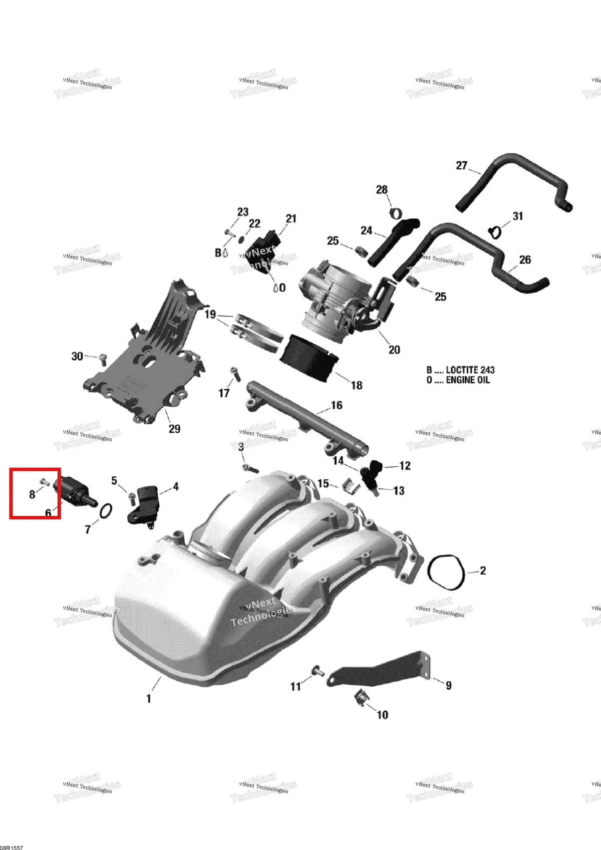 Деталь 420640081 (Деталь Torx Screw M5 X 12. Tightening Torque 2,5 Nm) на схеме узла 2015 Ski-Doo EXPEDITION LE 1200 4-TEC Engine Air Intake System