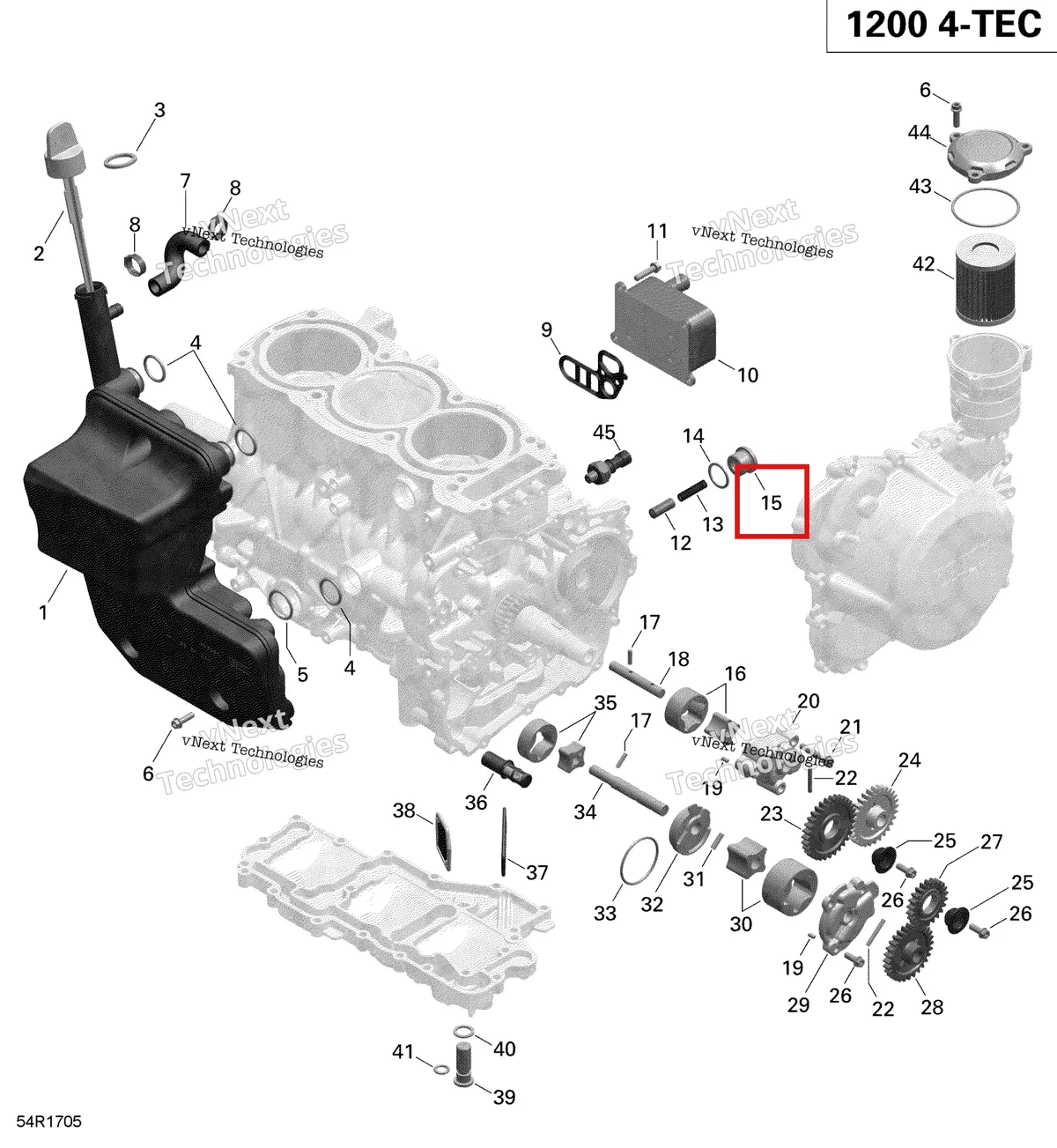 Деталь 420640279 (Деталь Screw Plug M22 X 1.5) на схеме узла 2019 Ski-Doo EXPEDITION LE-SE 1200 4-TEC Engine Lubrication - 1200Itc 4-Tec