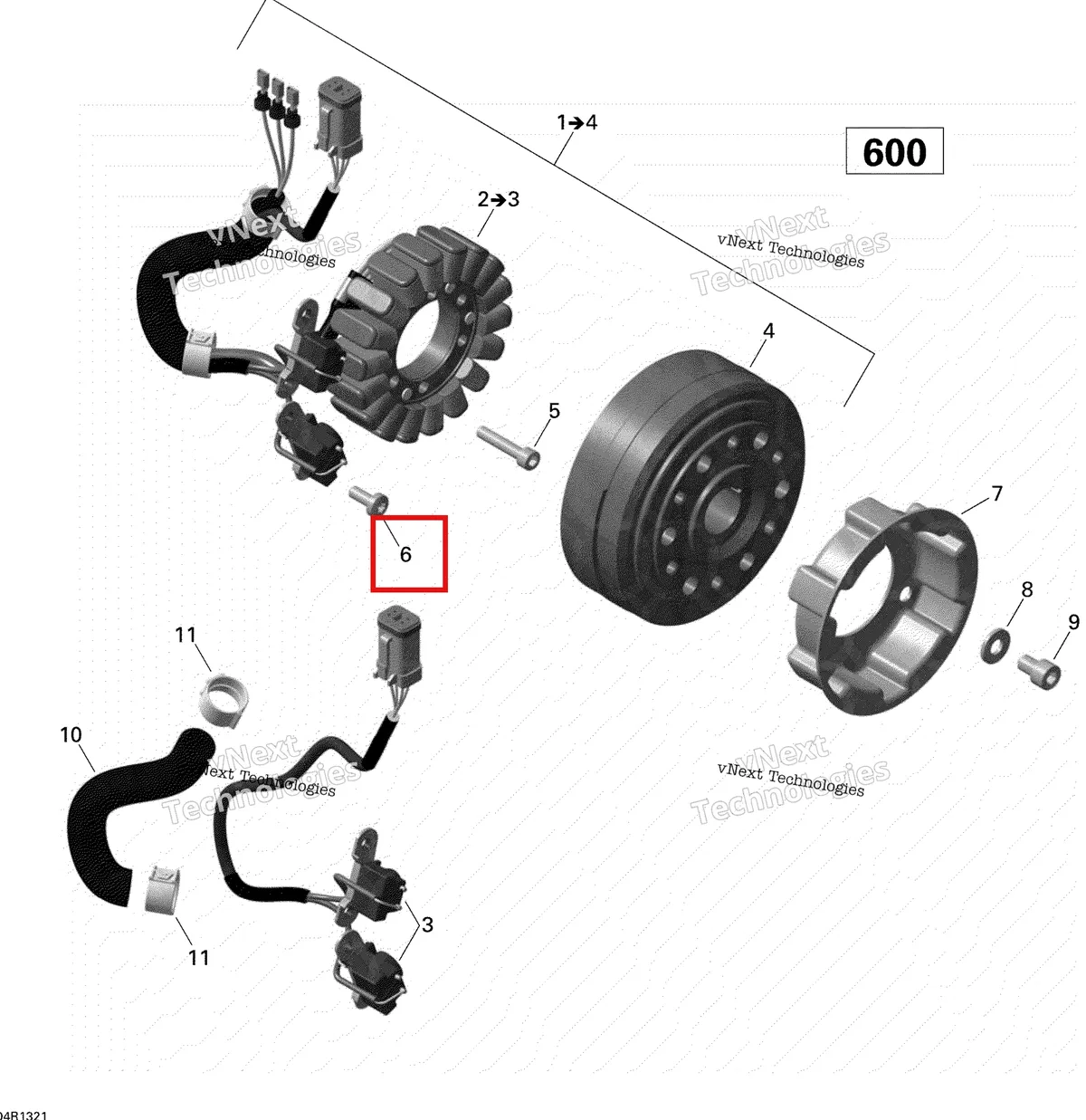 Схема применяемости: Шестигранный Taptite винт M6 × 16 Ski-Doo Expedition TUV 600 H.O. SDI REV-XU (2009) (420640321)
