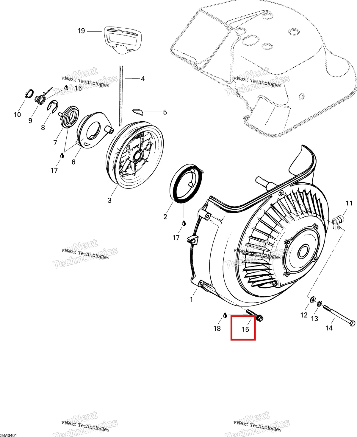 Деталь 420640411 (Деталь Tapping Screw M6 X 35) на схеме узла 2004 Ski-Doo Tundra R Rewind Starter