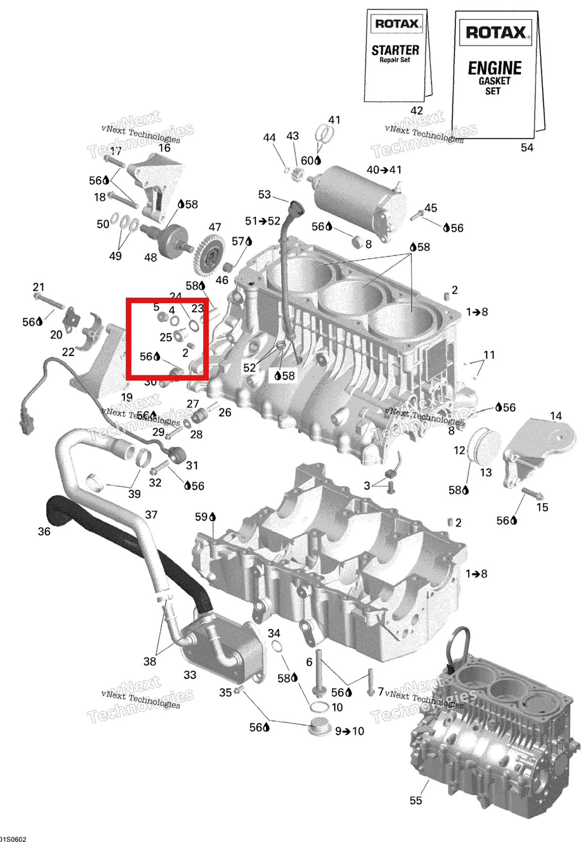 Деталь 420640453 на схеме узла 2006 Sea-Doo GTI Rental Engine Block