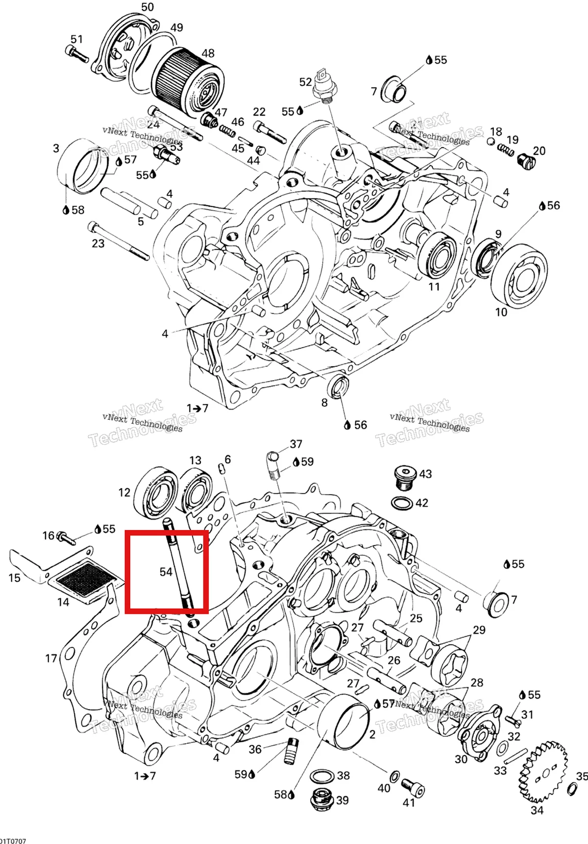 Деталь 420640470 на схеме узла 2007 Can-Am DS 650 X Crankcase