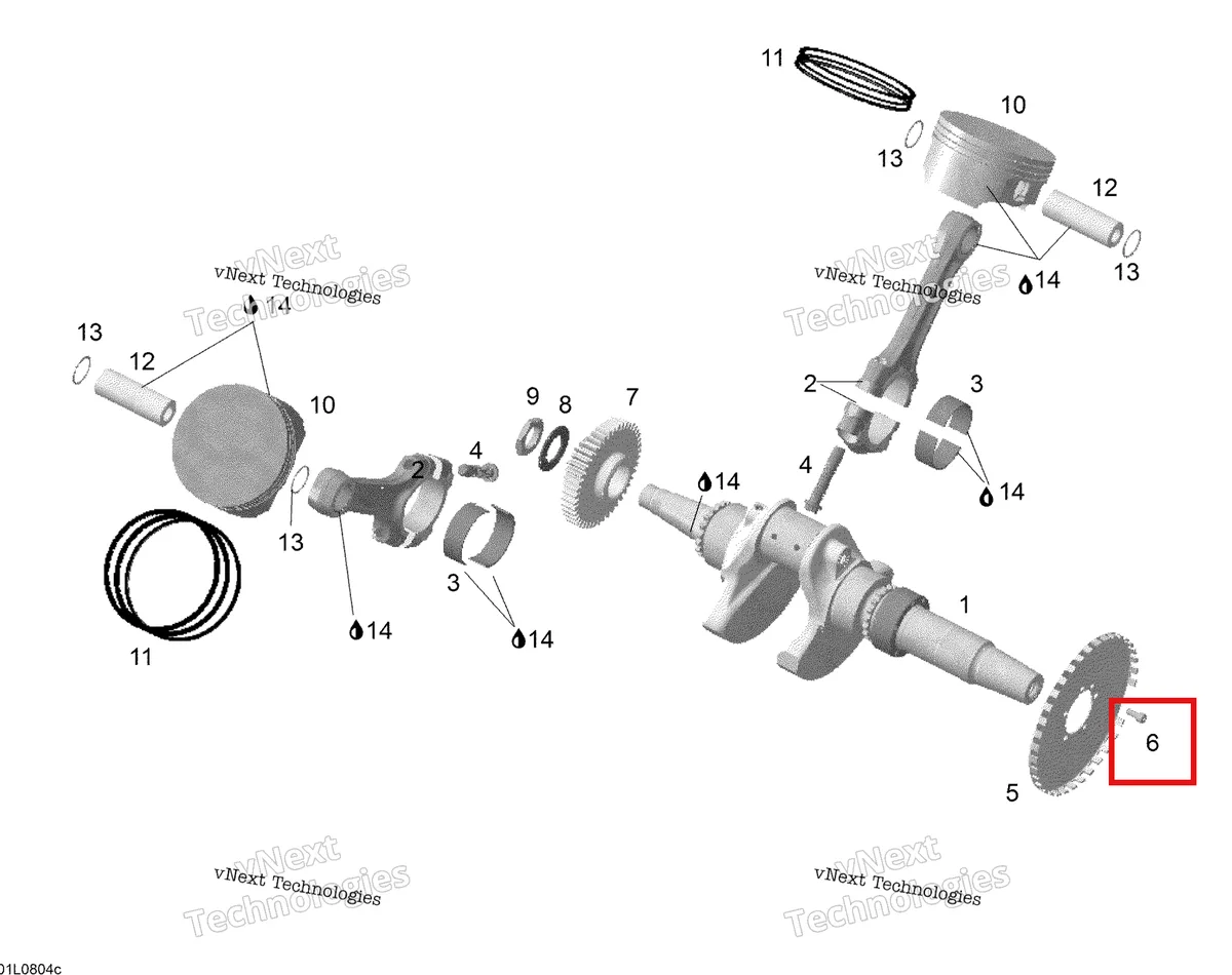 Деталь 420640541 (Деталь Screw M5 X 12) на схеме узла 2008 Ski-Doo Expedition V-1300 Crankshaft And Piston