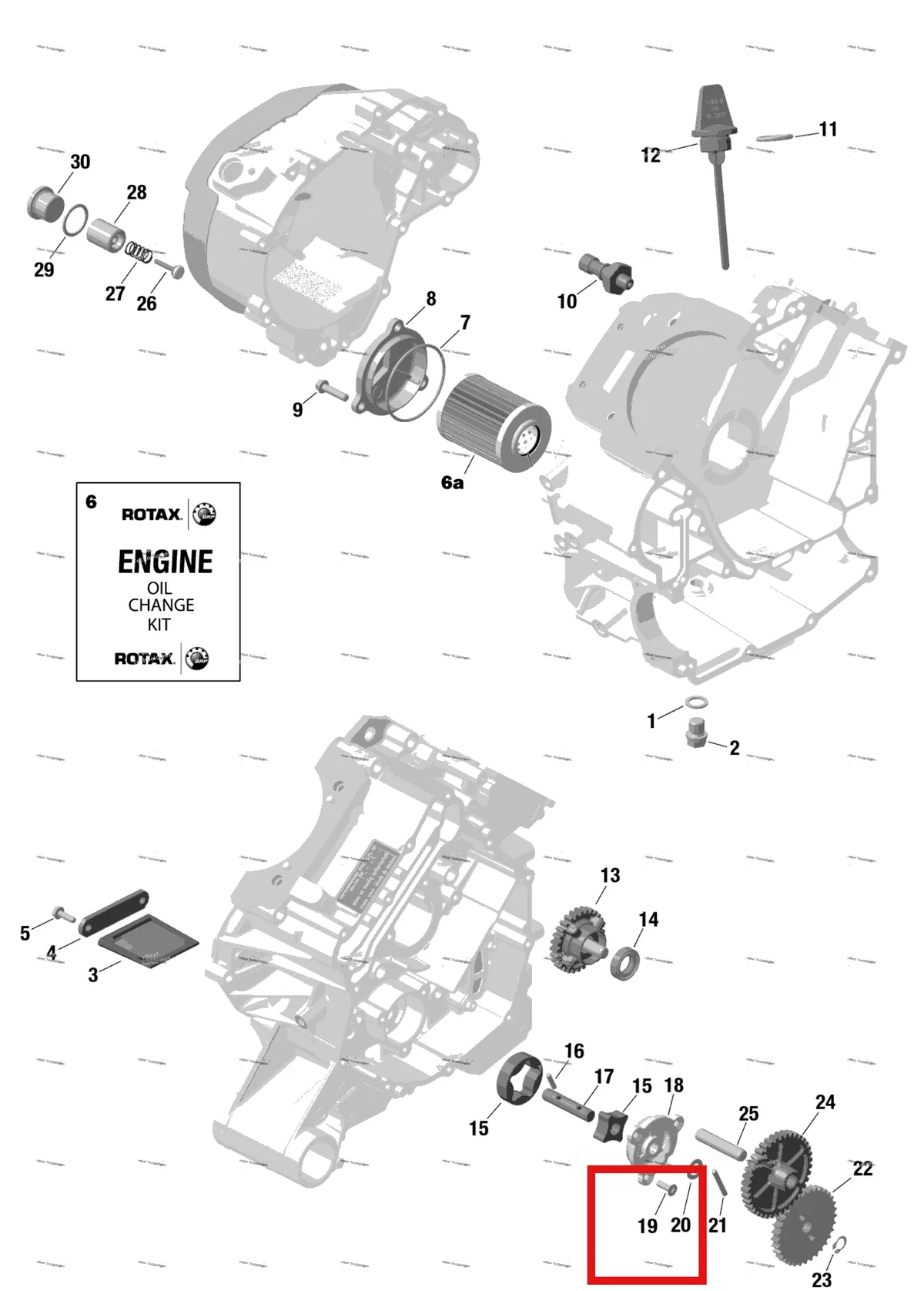 Деталь 420640821 (Деталь Torx Screw M5 X 16) на схеме узла Rotax - Engine Lubrication