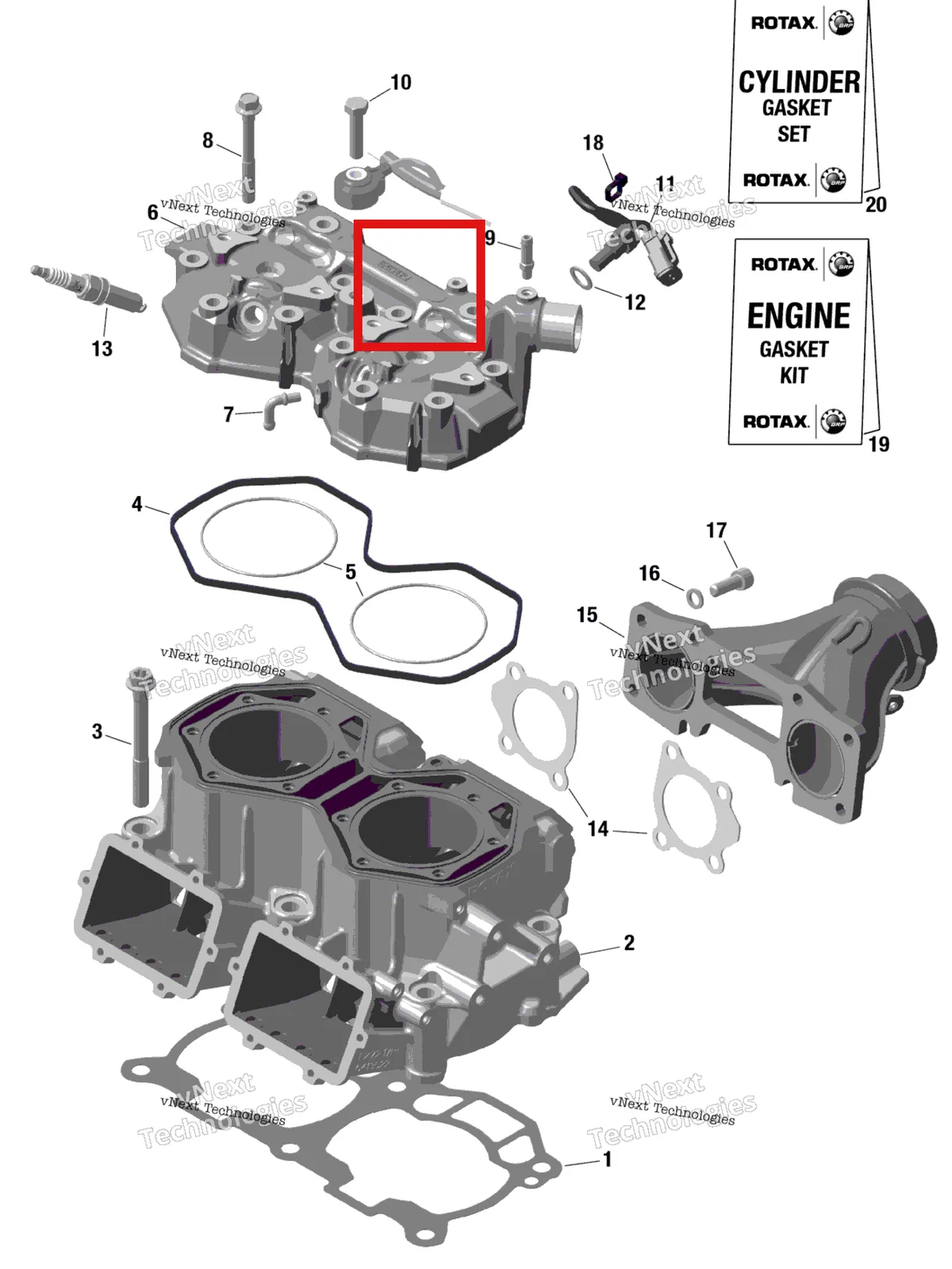 Деталь 420640954 на схеме узла 2023 Ski-Doo BACKCOUNTRY 600R E-TEC - STD Rotax - Cylinder