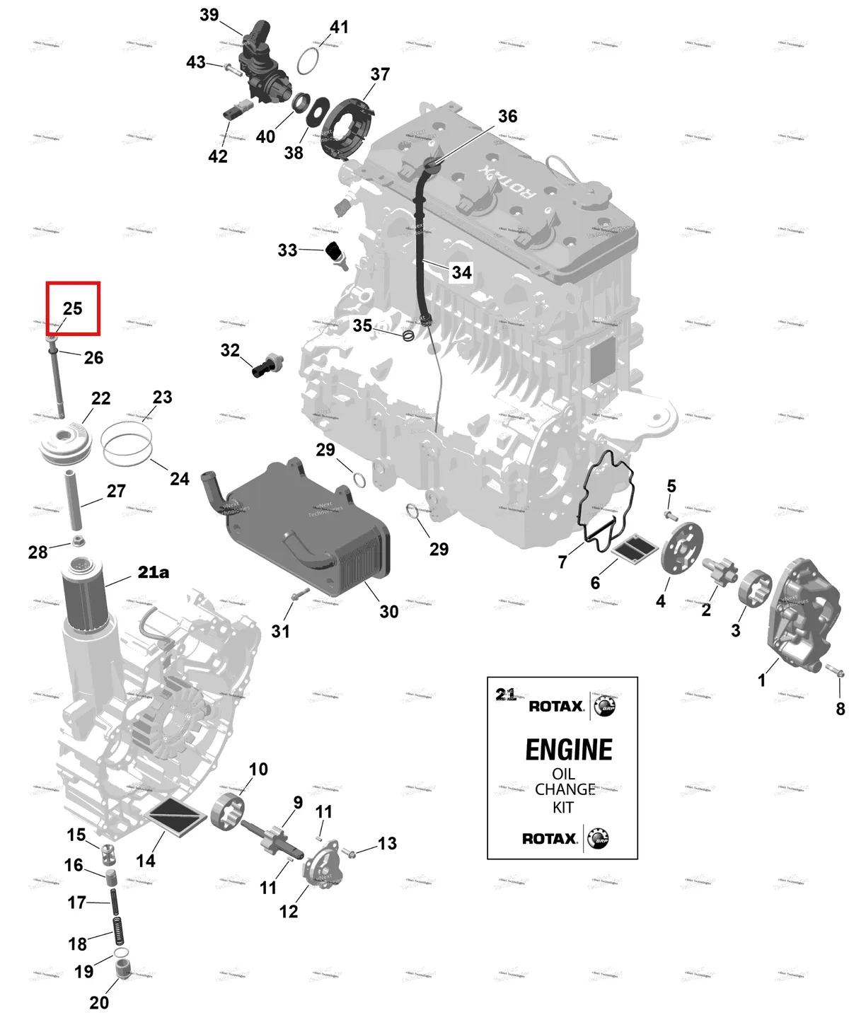 Деталь 420641104 на схеме узла 2026 Sea-Doo GTX - 300 - STD - 15TA - Blue Abyss - Audio Rotax - Engine Lubrication