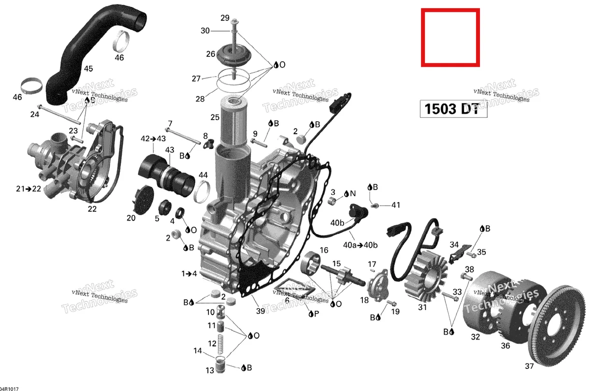 Деталь 420641105 (Деталь Screw M8x140.5) на схеме узла 2010 Sea-Doo GTI 130 and Rental Pto Cover And Magneto