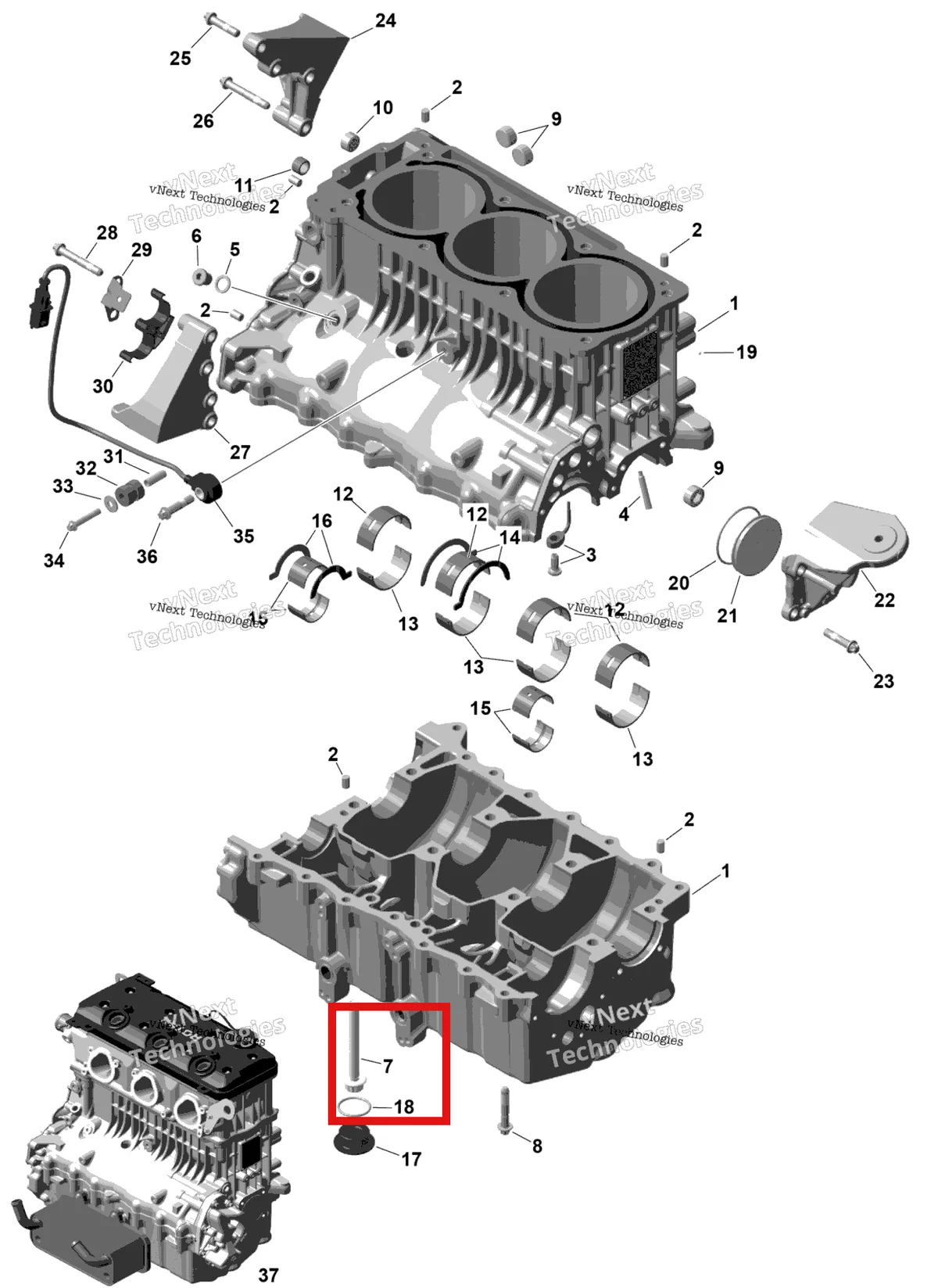 Схема применяемости: Torx винт фланцевый M10 × 1.25 Sea-Doo RXP 325 X (2026) (420641121)