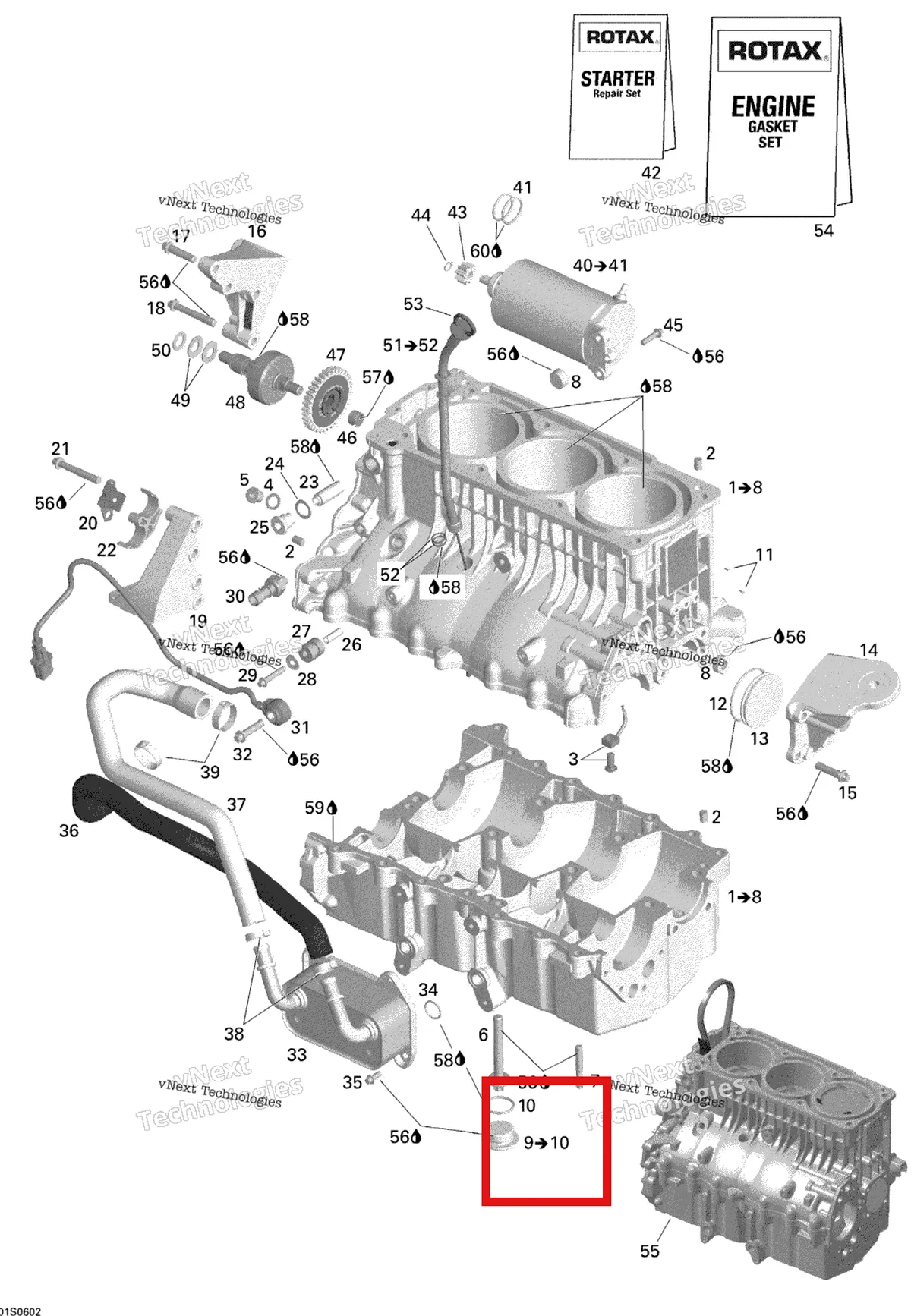 Деталь 420641170 на схеме узла 2006 Sea-Doo GTI Rental Engine Block