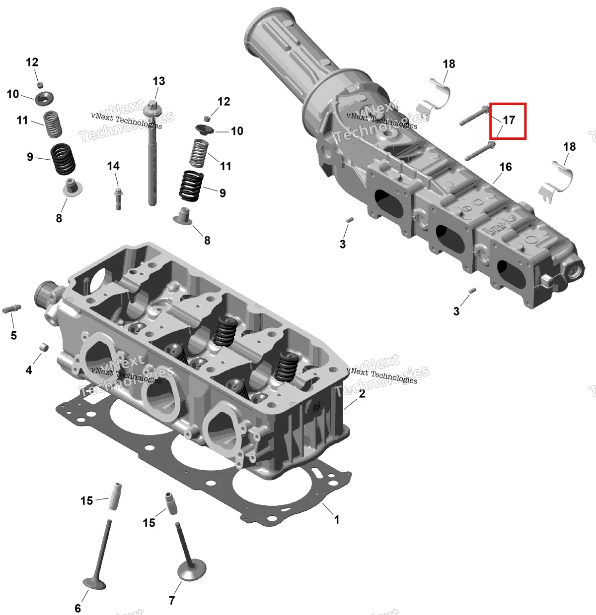 Деталь 420641198 (Деталь Torx Flanged Screw M6 X 45) на схеме узла 2026 Sea-Doo GTI - 130 - STD - 38TB - Bright White Rotax - Cylinder Head