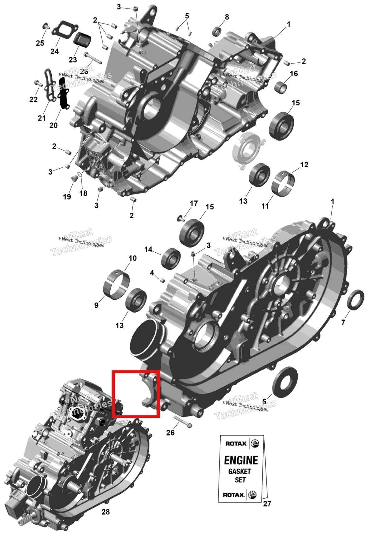 Деталь 420641326 (Заглушка винт M10 × 1.5 Can-Am Outlander 4x4 XT 1000R (2025) (420641326)) на схеме узла 2026 Can-Am OUTLANDER - 2X4 - STD - 500 - 1KTB - Legion Red Rotax - Crankcase