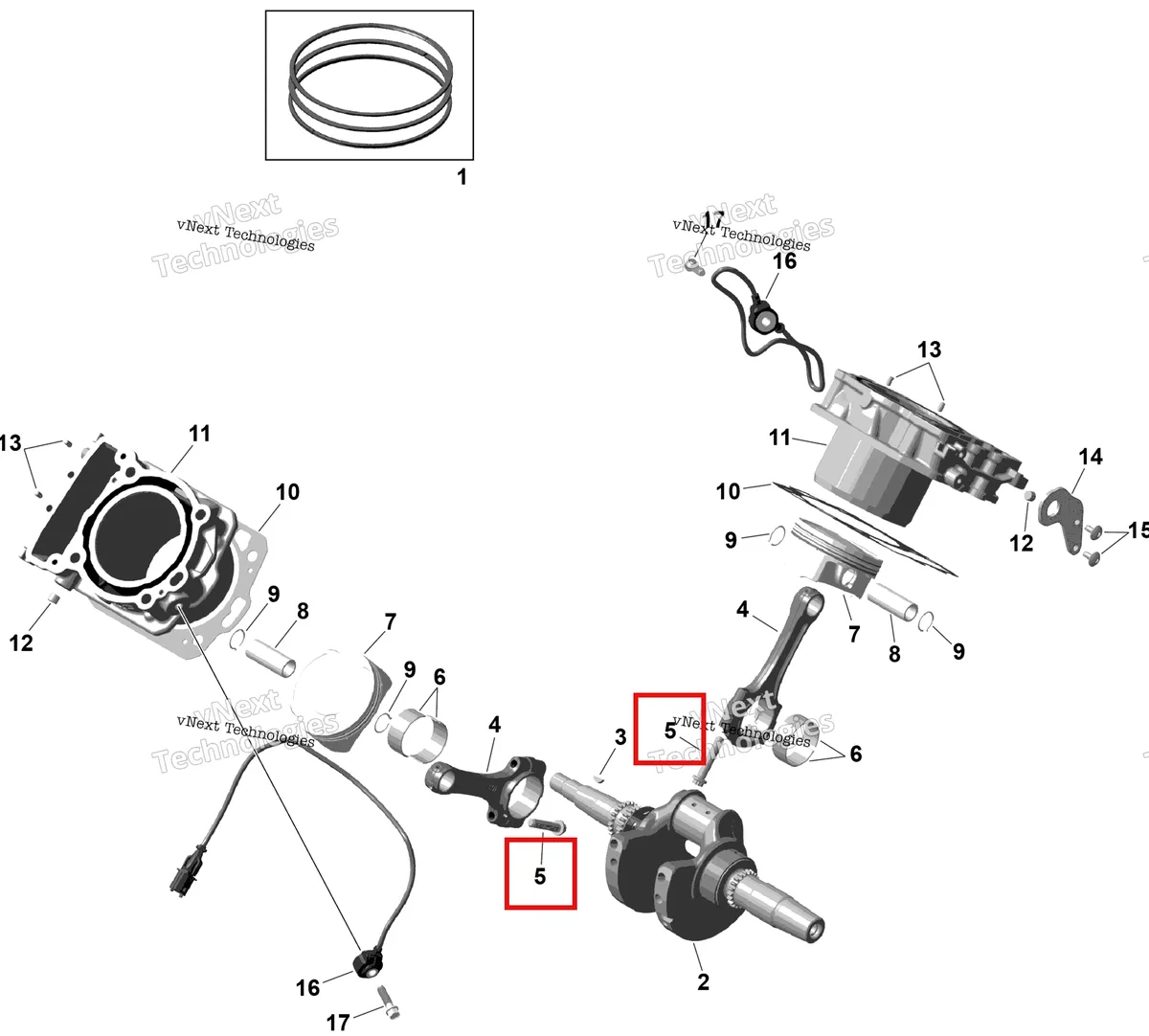 Деталь 420641476 (Шатун винт M9 × 1/45 Can-Am Outlander 4x4 XT 1000R (2025) (420641476)) на схеме узла 2026 Can-Am OUTLANDER - 4X4 - BACKCOUNTRY - 1000R - 4NTA - CALI - Dark Camo Rotax - Crankshaft And Pistons