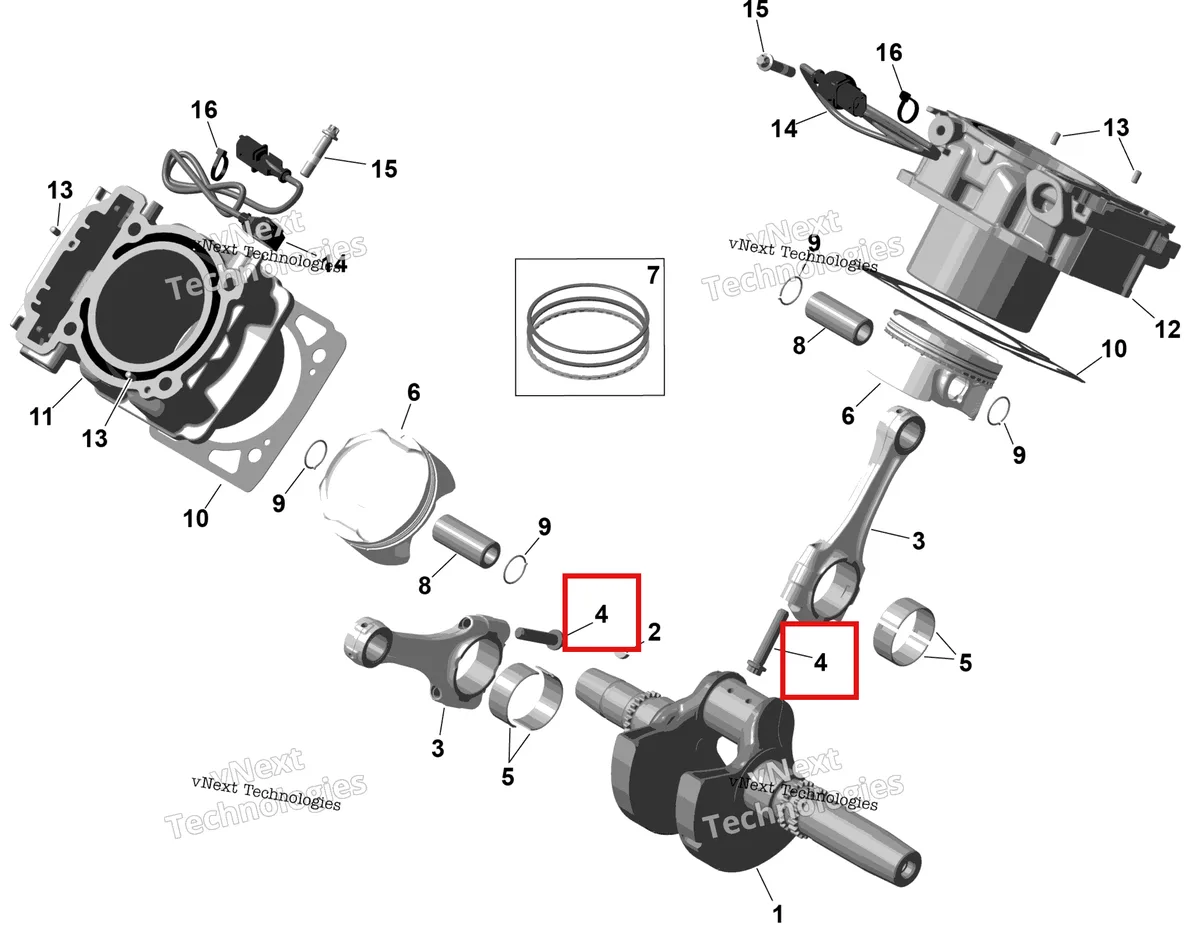 Деталь 420641477 на схеме узла 2026 Can-Am RENEGADE - 4X4 - XMR - 1000R EFI - 5UTA - Hyper Silver Rotax - Crankshaft, Pistons And Cylinder