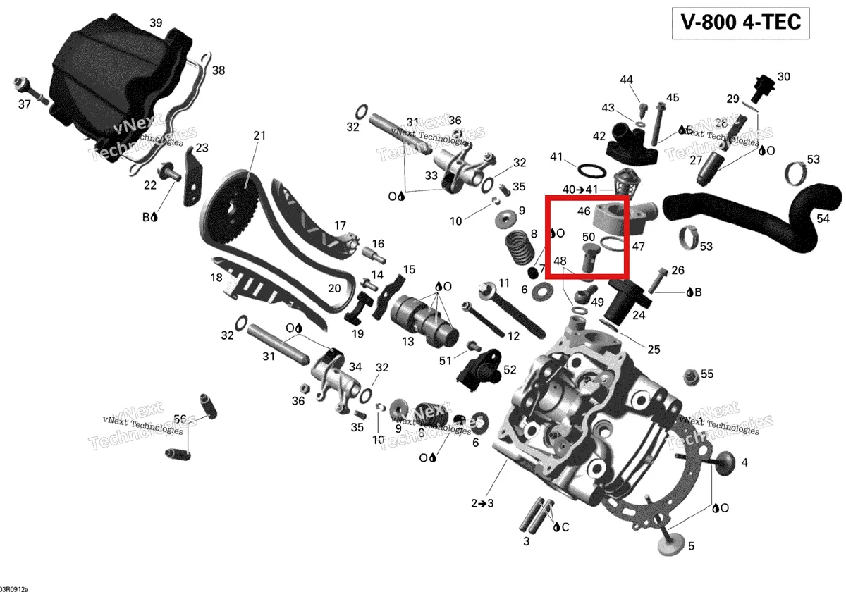 Деталь 420641545 (Деталь Banjo-bolt) на схеме узла 2012 Ski-Doo Skandic SWT V800 YetiII Cylinder Head, Front