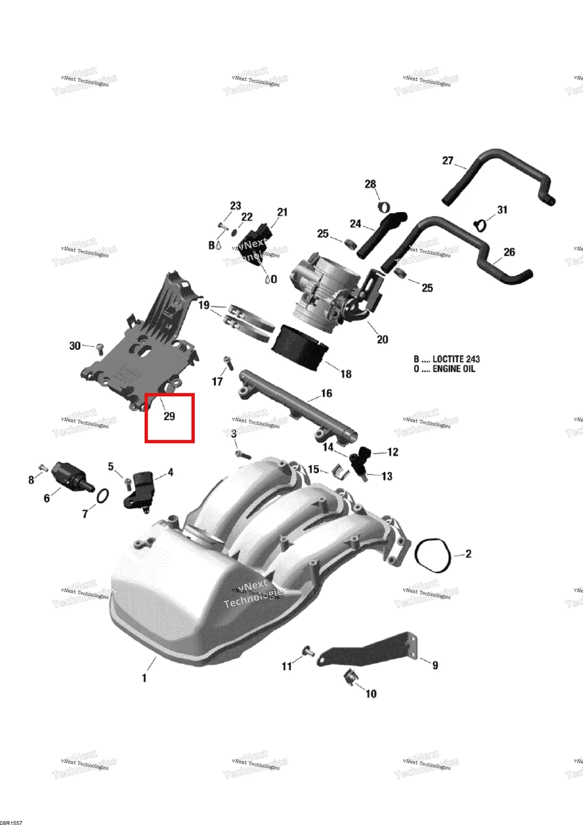Деталь 420641583 (Деталь Torx-pt-screw 6x16-t25 A2-70. Tightening Torque 6nm +/- 12%) на схеме узла 2015 Ski-Doo EXPEDITION LE 1200 4-TEC Engine Air Intake System