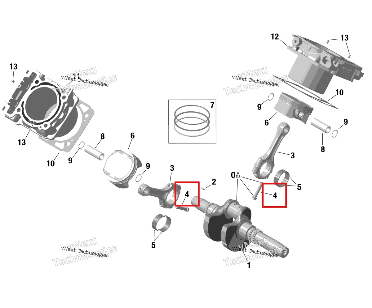 Деталь 420641640 (Шатун винт M8 × 1 Can-Am Outlander MAX 800 XT (2008) (420641640)) на схеме узла Rotax - Crankshaft, Pistons And Cylinder