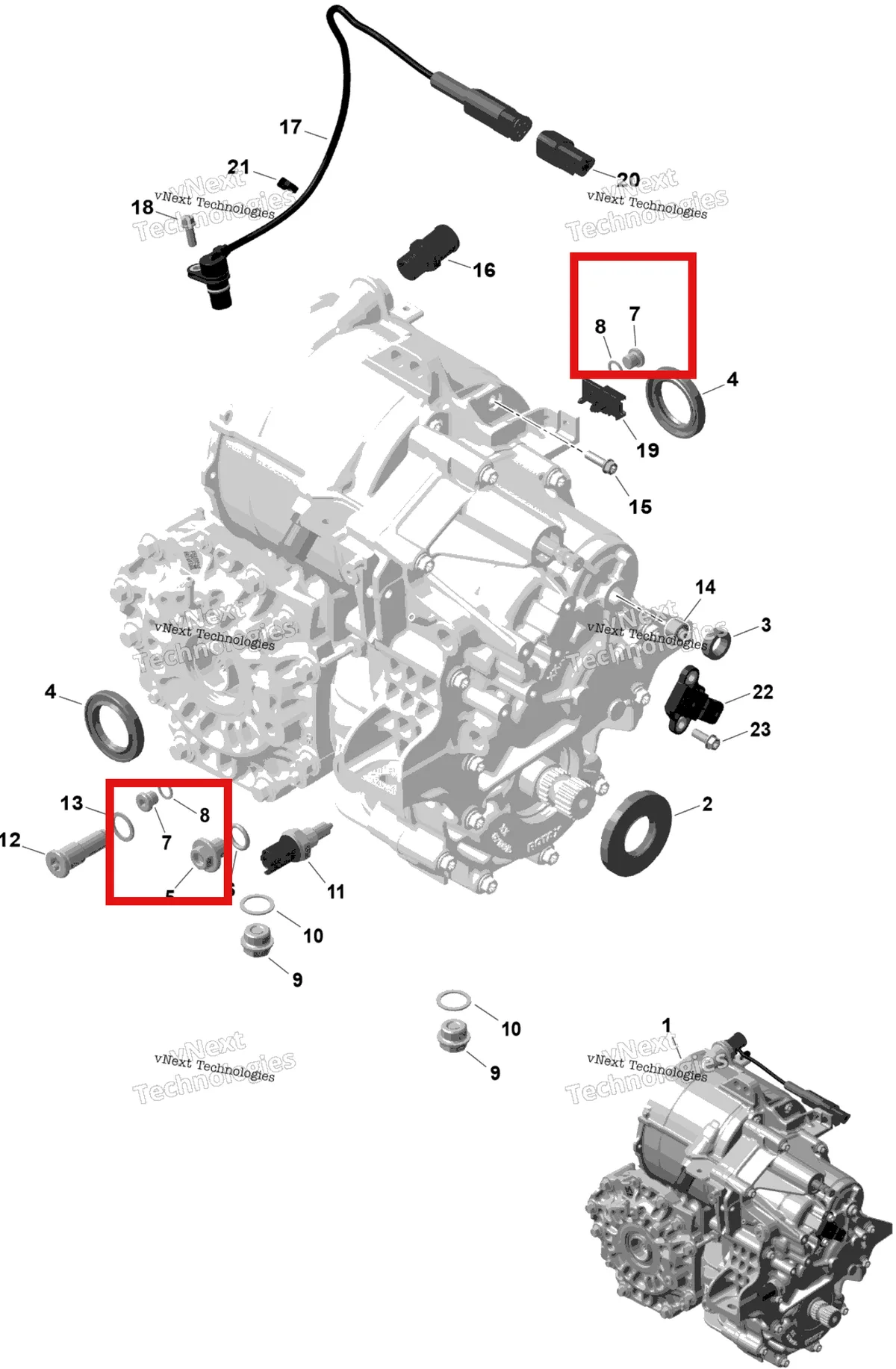 Деталь 420641733 (Деталь Plug Screw M10 X 1. Tightening Torque 12 Nm) на схеме узла 2026 Can-Am OUTLANDER - 4X4 - EV - 2WTB - Bright White Rotax - Gearbox