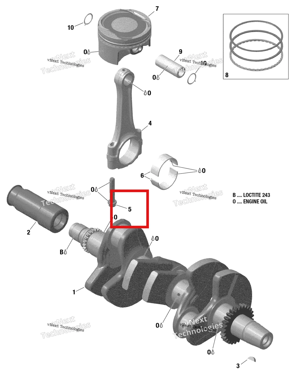 Деталь 420641790 (Деталь Connecting Rod Screw M7 X 1. Tightening Torque 12 Nm +/- 2%, +70º +/- 5º. +70°+/- 5° Rotation Angle) на схеме узла 2021 Sea-Doo SPARK 900 ACE Rotax - Crankshaft And Pistons - 903 / Built Up To Nov 5 2020