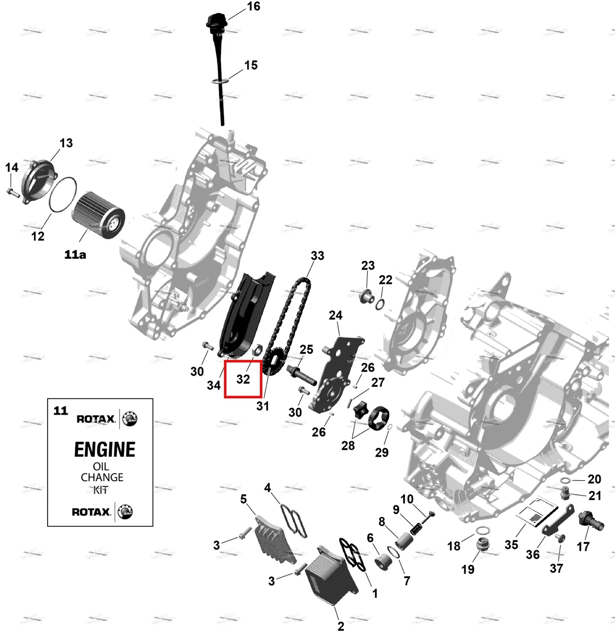Деталь 420642059 (Hexagonal гайка M12 × 1 Can-Am Outlander 4x4 XT 1000R (2025) (420642059)) на схеме узла 2026 Can-Am OUTLANDER - 4X4 - STD - 700 - 1CTB - CALI - Granite Grey Rotax - Engine Lubrication