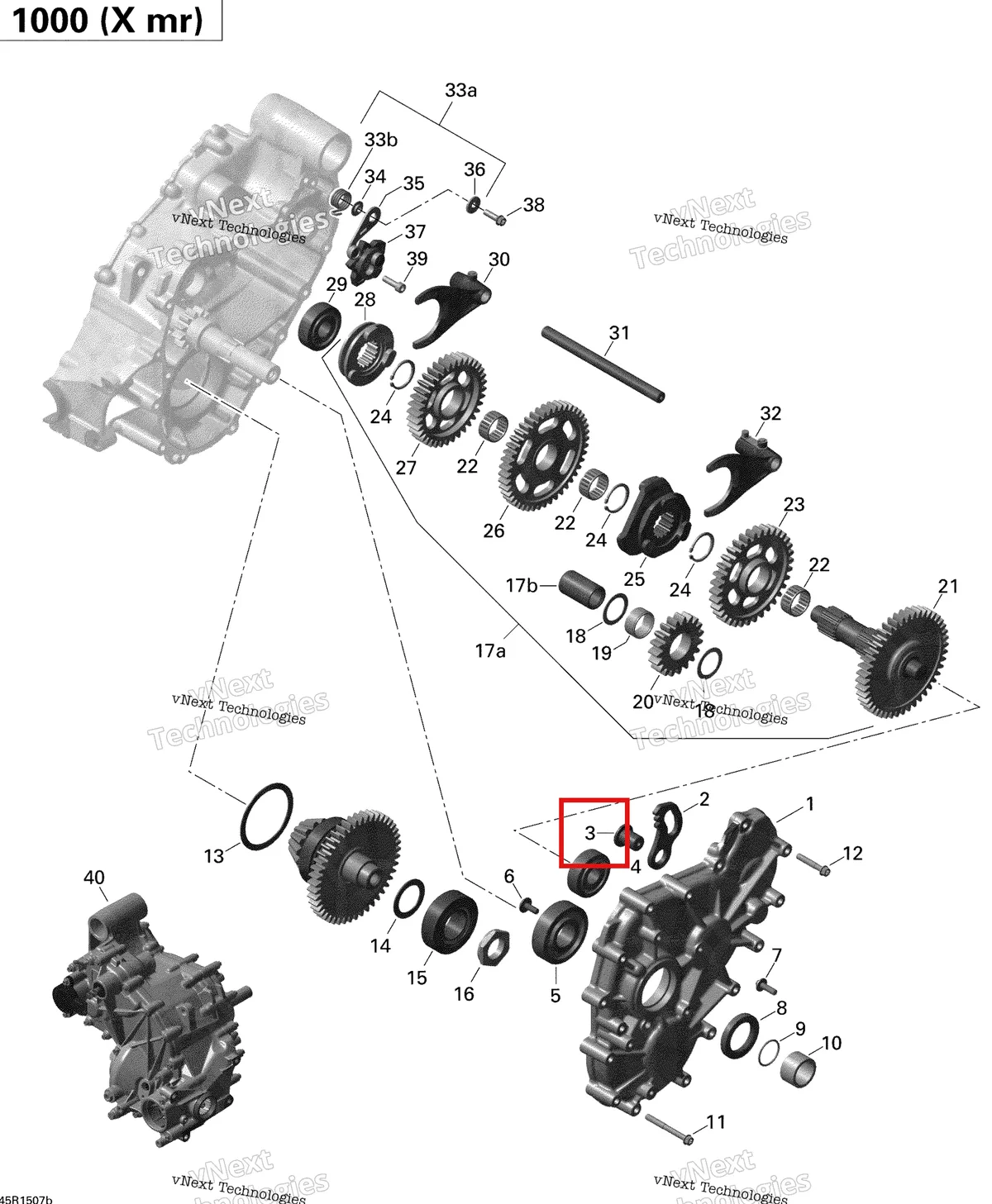 Деталь 420647121 на схеме узла 2015 Can-Am OUTLANDER 1000 EFI XMR Gear Box 2