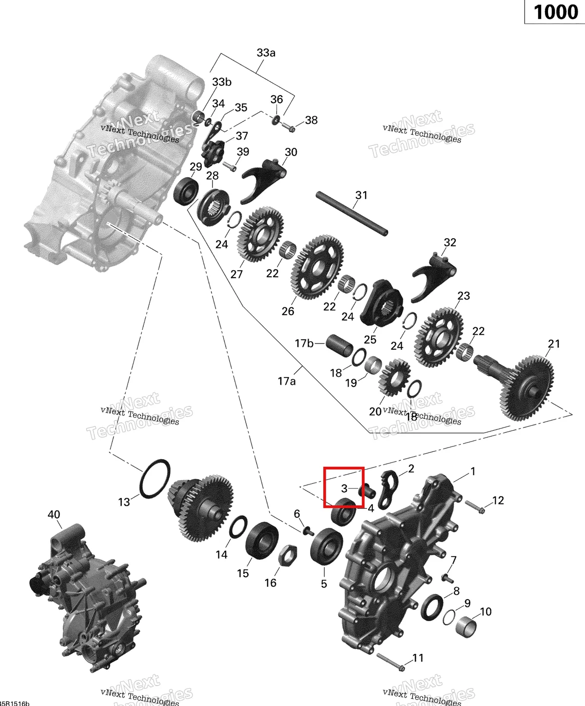 Деталь 420647122 (Втулка втулка Can-Am Outlander 1000 EFI DPS XT XT-P (2014) (420647122)) на схеме узла 2015 Can-Am OUTLANDER 6X6 1000 EFI Gear Box 2