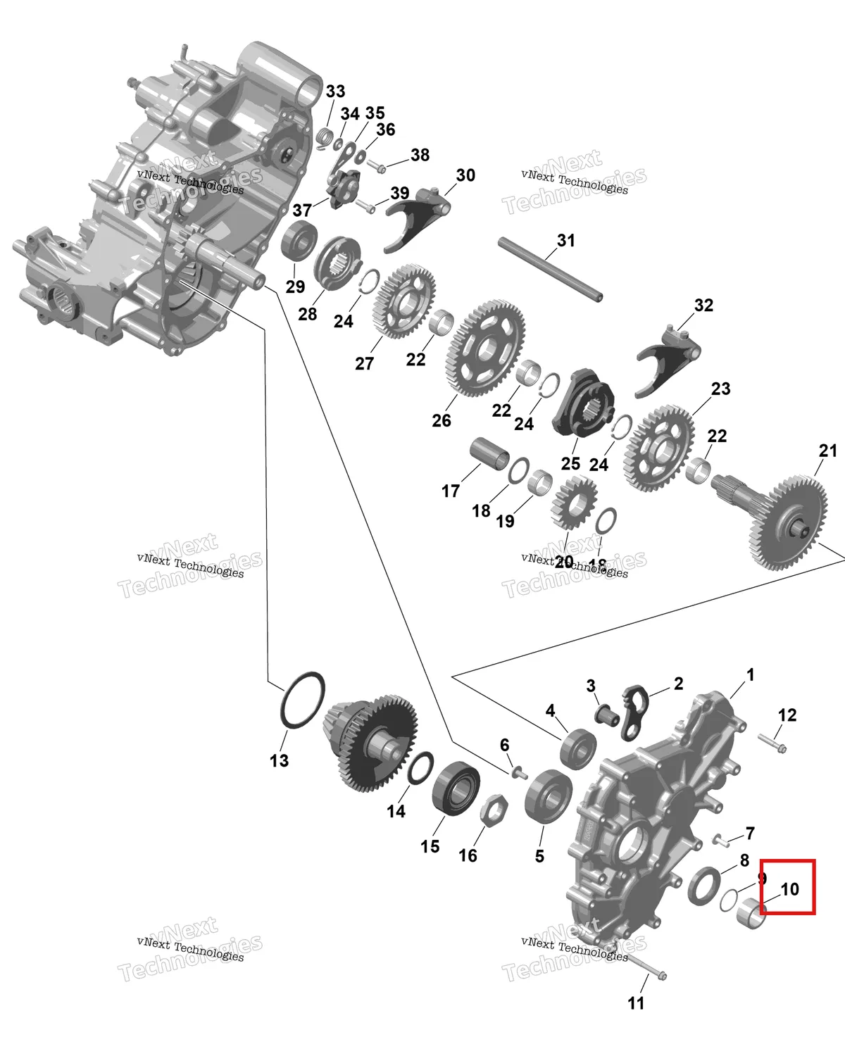 Деталь 420647262 на схеме узла 2026 Can-Am RENEGADE - 4X4 - XMR - 1000R EFI - 5UTA - Hyper Silver Rotax - Gearbox 2