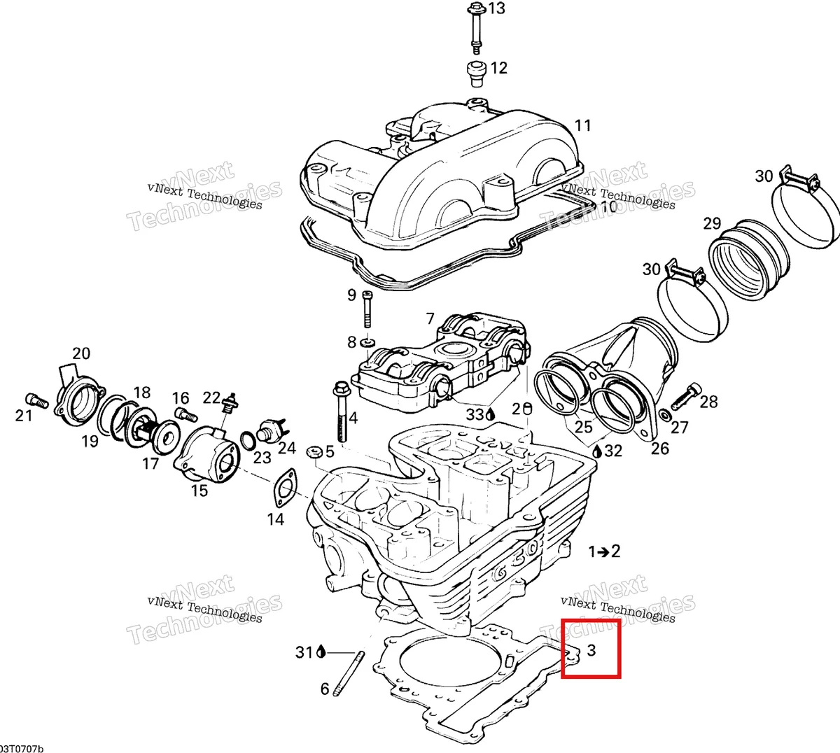 Деталь 420650020 на схеме узла 2007 Can-Am DS 650 X Cylinder Head
