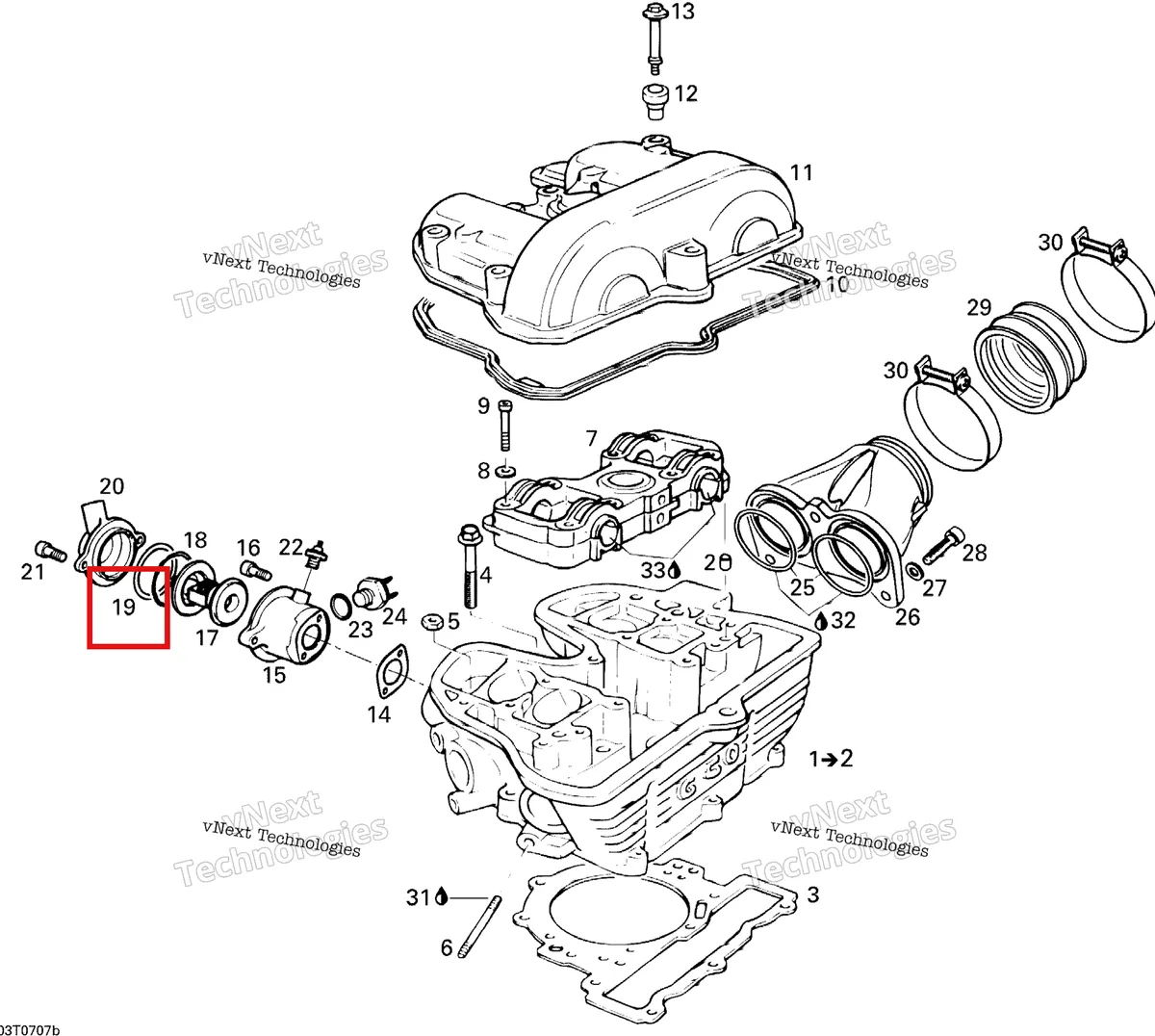 Деталь 420650030 на схеме узла 2007 Can-Am DS 650 X Cylinder Head