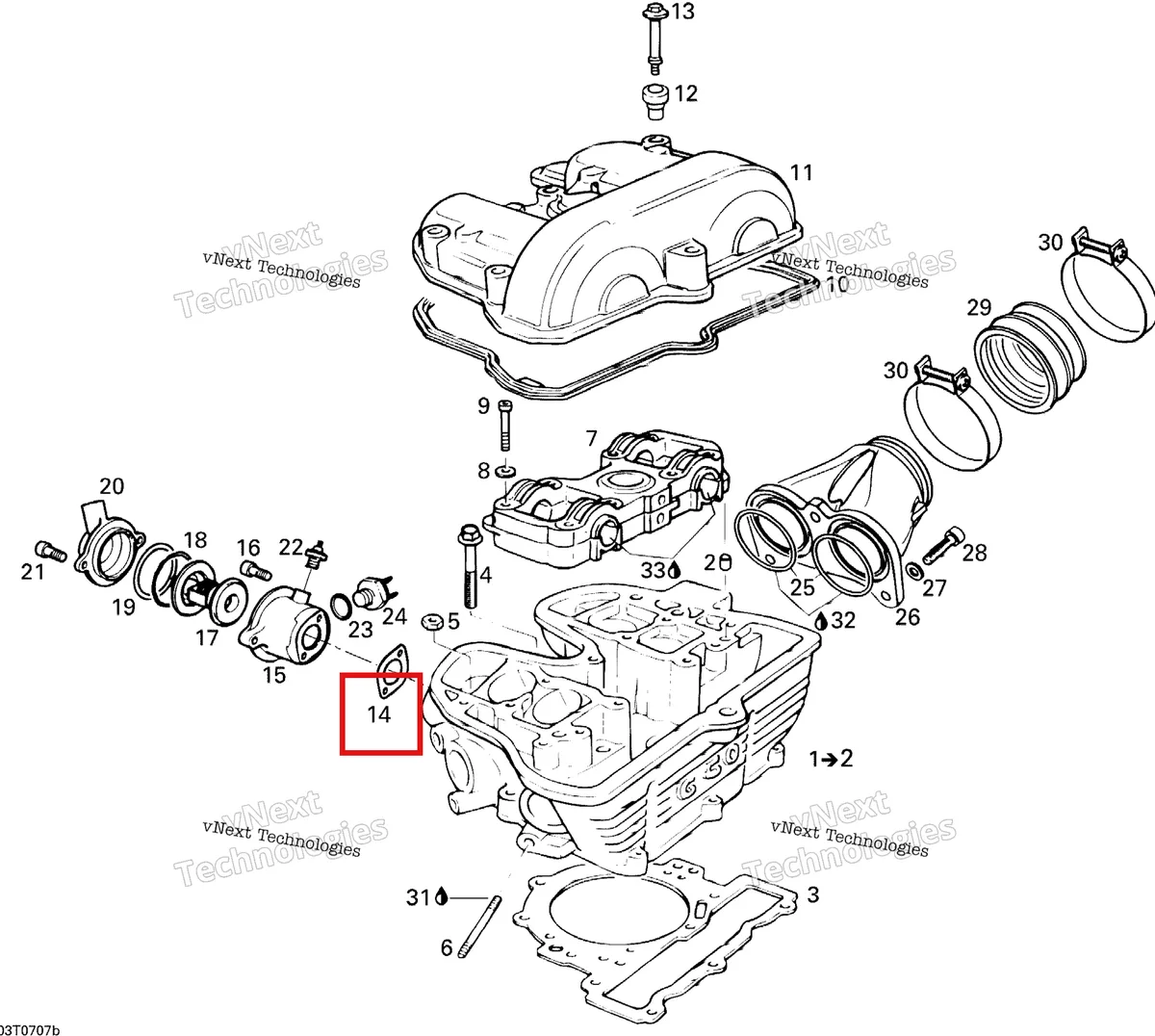 Деталь 420650060 на схеме узла 2007 Can-Am DS 650 X Cylinder Head
