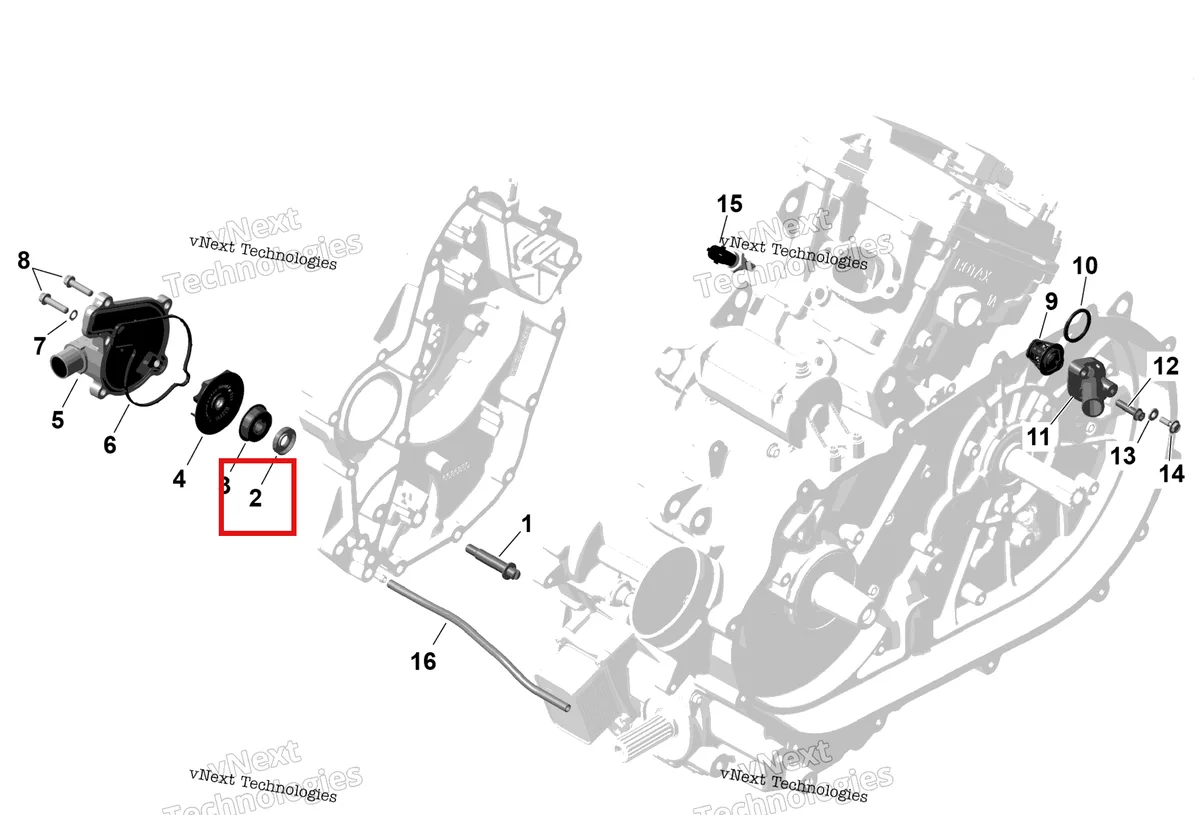 Деталь 420650315 (Сальник) на схеме узла 2026 Can-Am OUTLANDER - 2X4 - STD - 500 - 1KTB - Legion Red Rotax - Engine Cooling