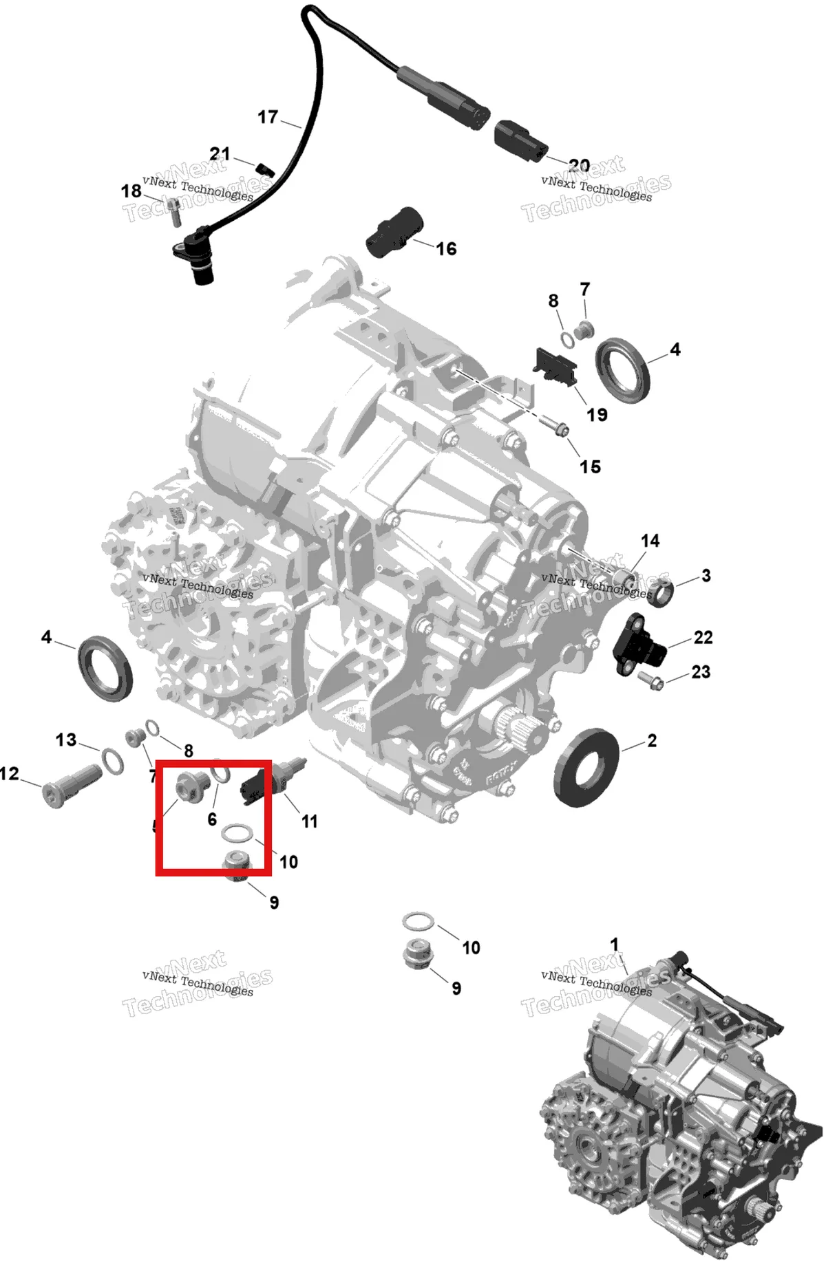 Деталь 420650350 на схеме узла 2026 Can-Am OUTLANDER - 4X4 - EV - 2WTB - Bright White Rotax - Gearbox