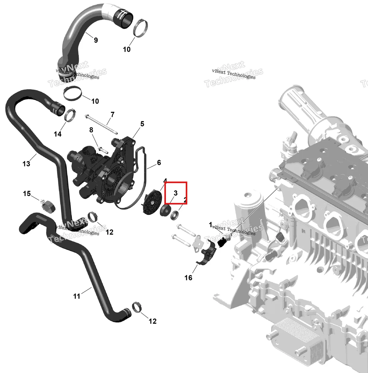 Деталь 420650370 (Сальник) на схеме узла 2026 Sea-Doo GTI - 130 - STD - 38TB - Bright White Rotax - Engine Cooling