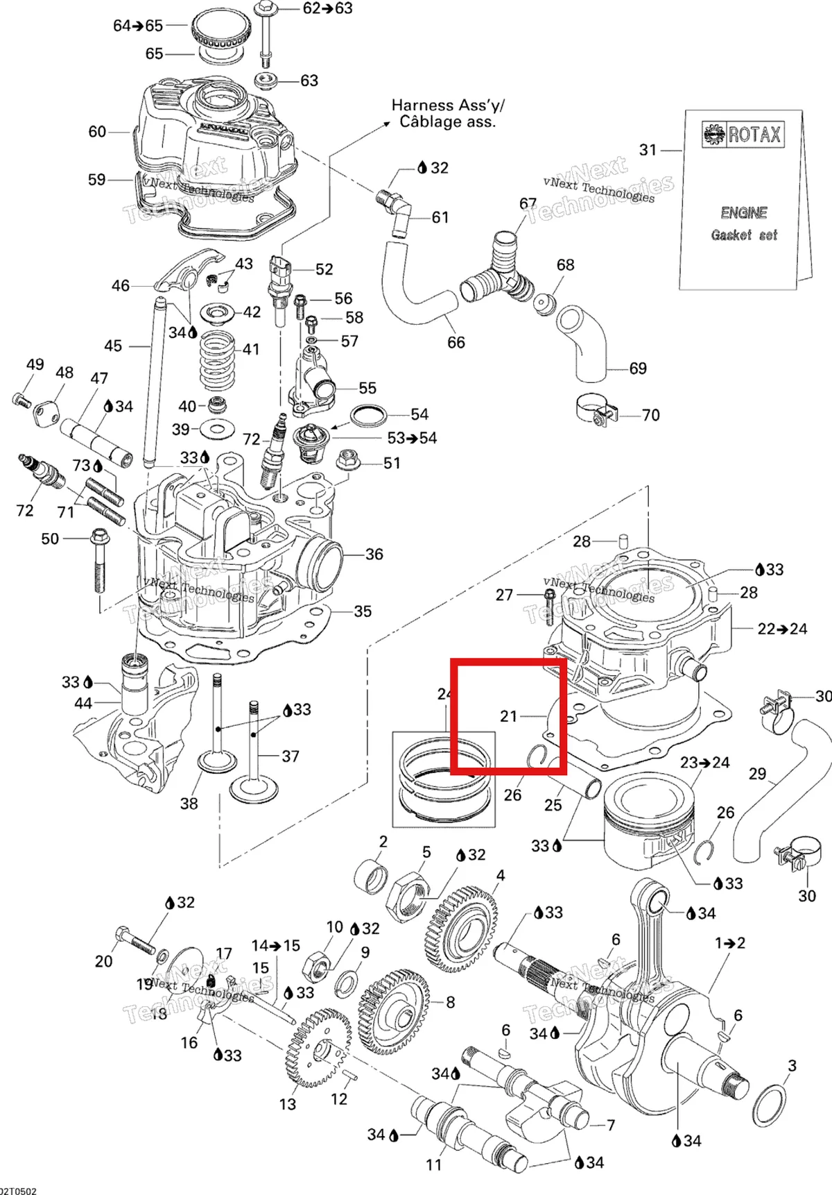 Деталь 420650430 на схеме узла 2005 Can-Am Traxter 5 Speed Crankshaft, Piston And Cylinder