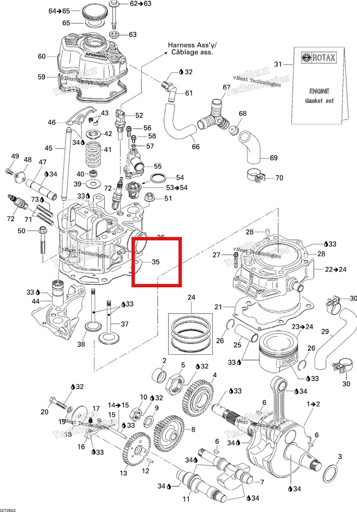 Деталь 420650446 на схеме узла 2005 Can-Am Traxter 5 Speed Crankshaft, Piston And Cylinder