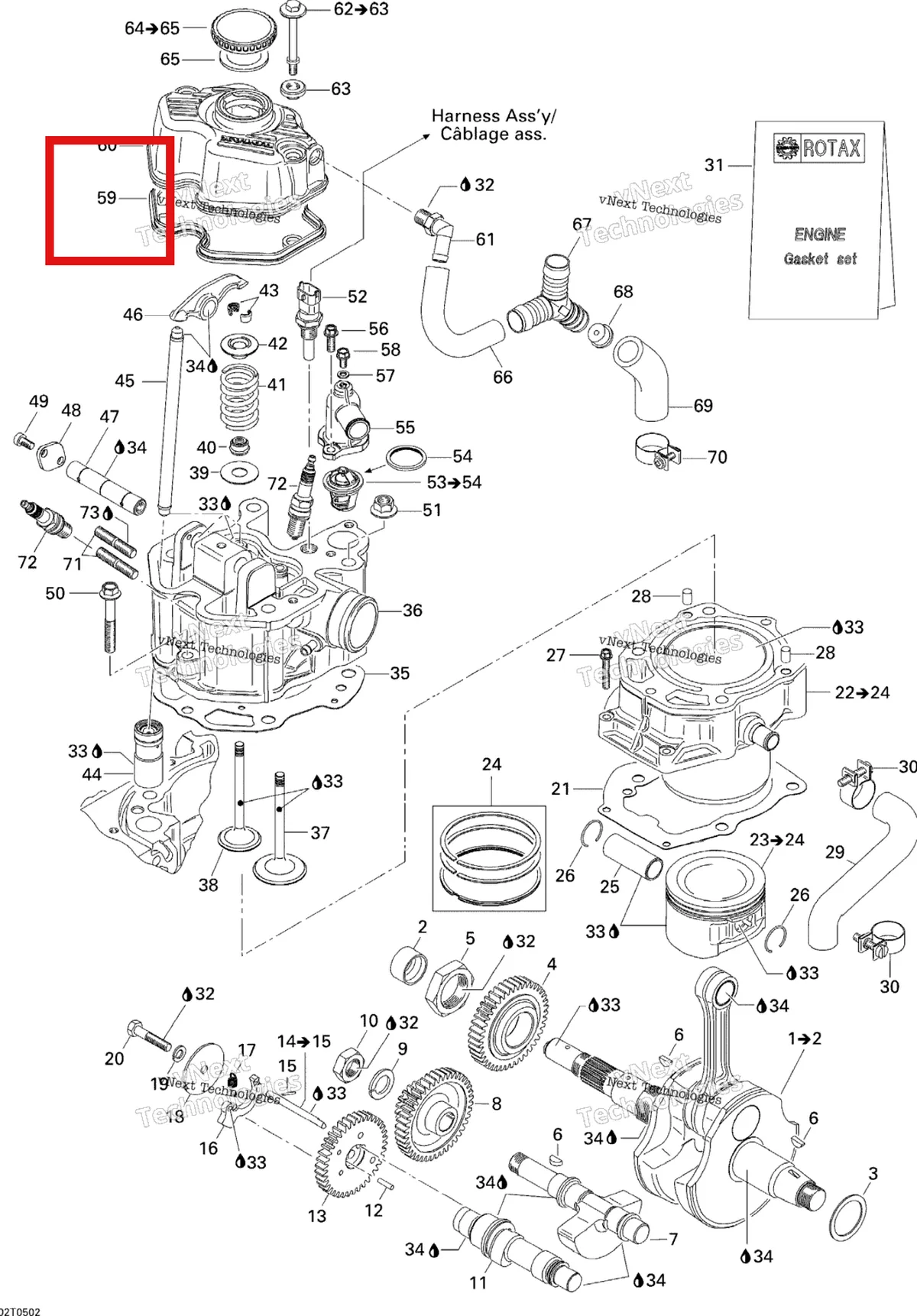 Деталь 420650450 на схеме узла 2005 Can-Am Traxter 5 Speed Crankshaft, Piston And Cylinder