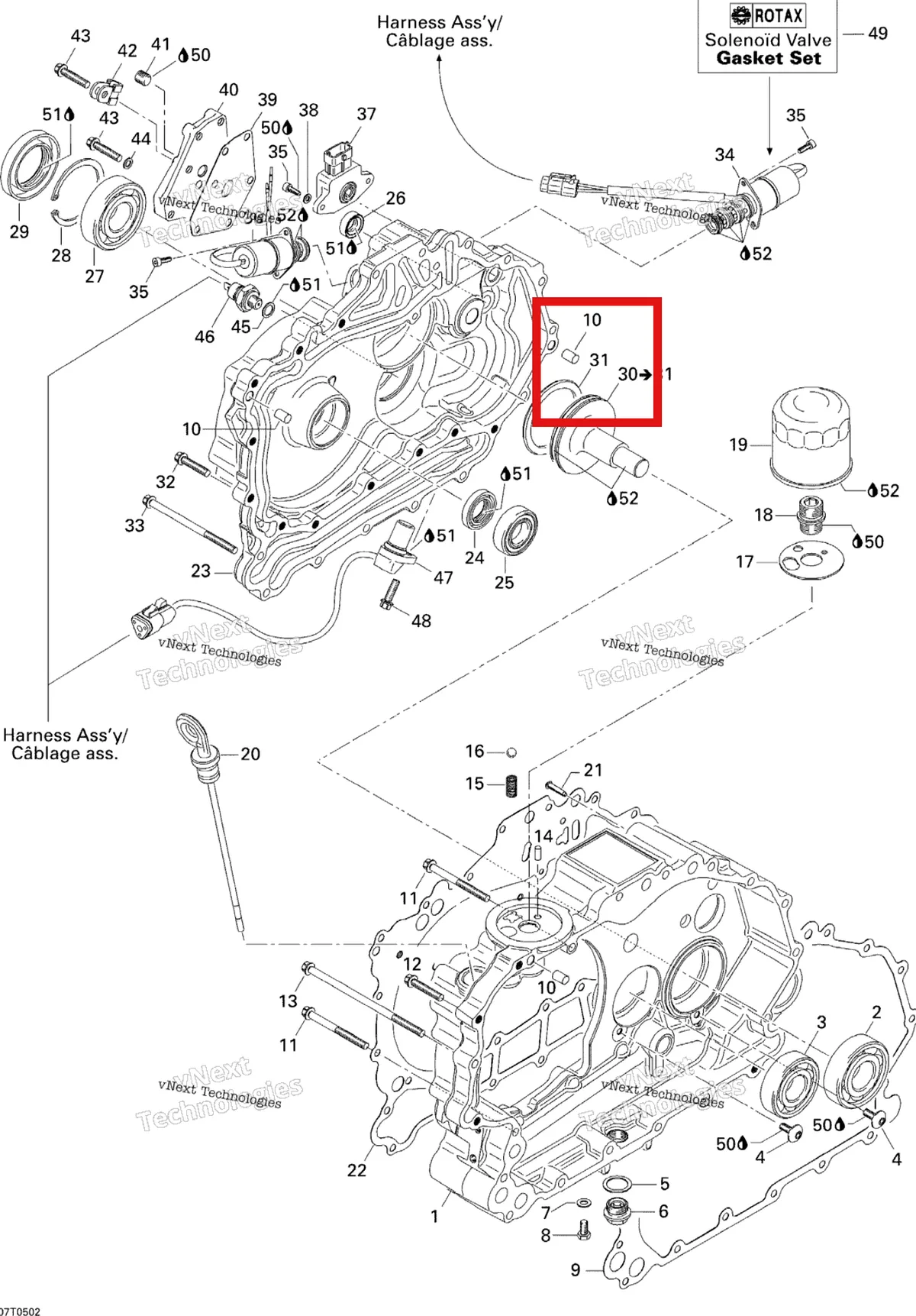 Деталь 420650550 на схеме узла 2005 Can-Am Traxter 5 Speed Clutch Housing And Cover