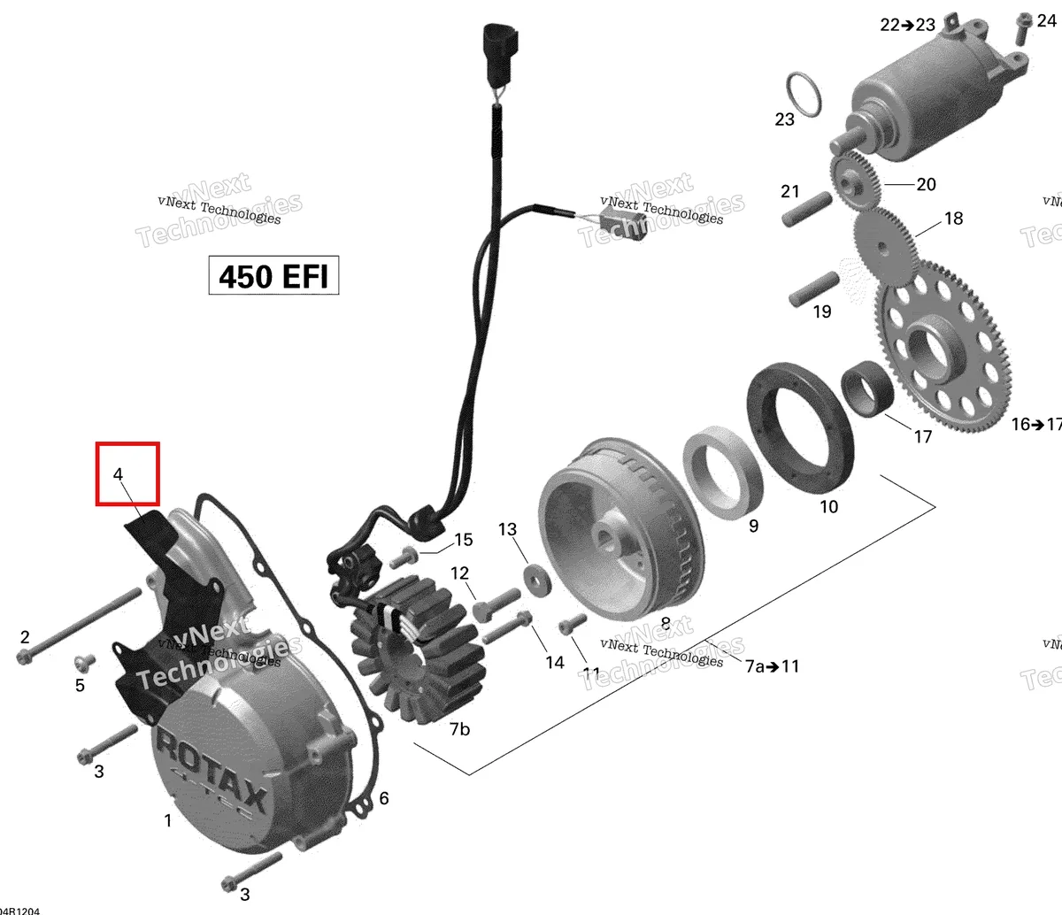 Деталь 420651020 на схеме узла 2015 Can-Am DS 450EFI STD Magneto And Electric Starter