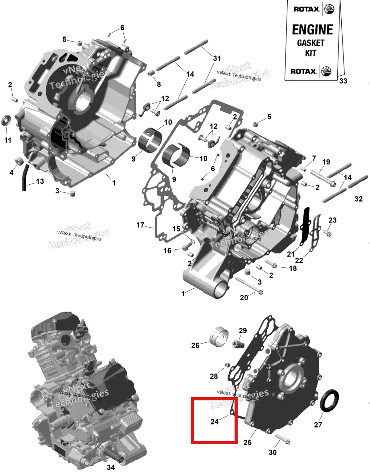 Деталь 420651213 на схеме узла 2026 Can-Am RENEGADE - 4X4 - XMR - 1000R EFI - 5UTA - Hyper Silver Rotax - Crankcase