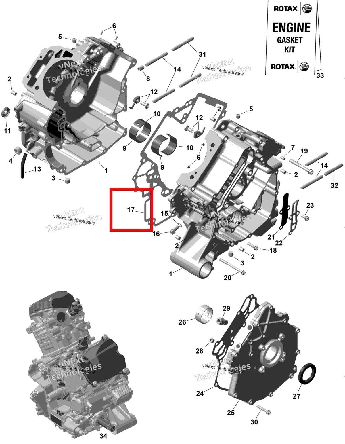 Деталь 420651227 на схеме узла 2026 Can-Am RENEGADE - 4X4 - XMR - 1000R EFI - 5UTA - Hyper Silver Rotax - Crankcase