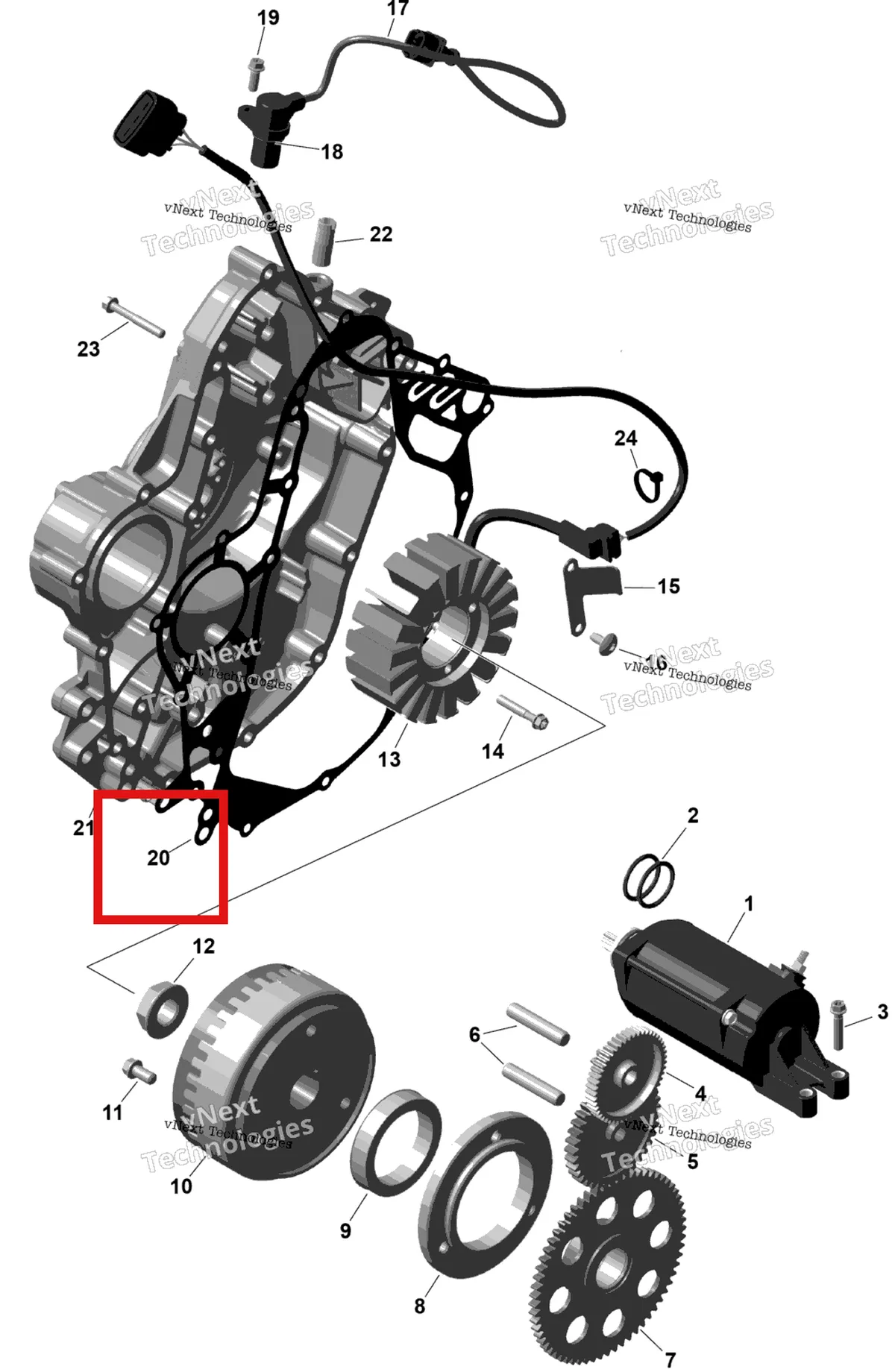 Деталь 420651262 (Прокладка Included дюйм двигатель комплект прокладок Can-Am Outlander 4x4 XT 1000R (2025) (420651262)) на схеме узла 2026 Can-Am OUTLANDER - 4X4 - STD - 700 - 1CTB - CALI - Granite Grey Rotax - Magneto And Electric Starter