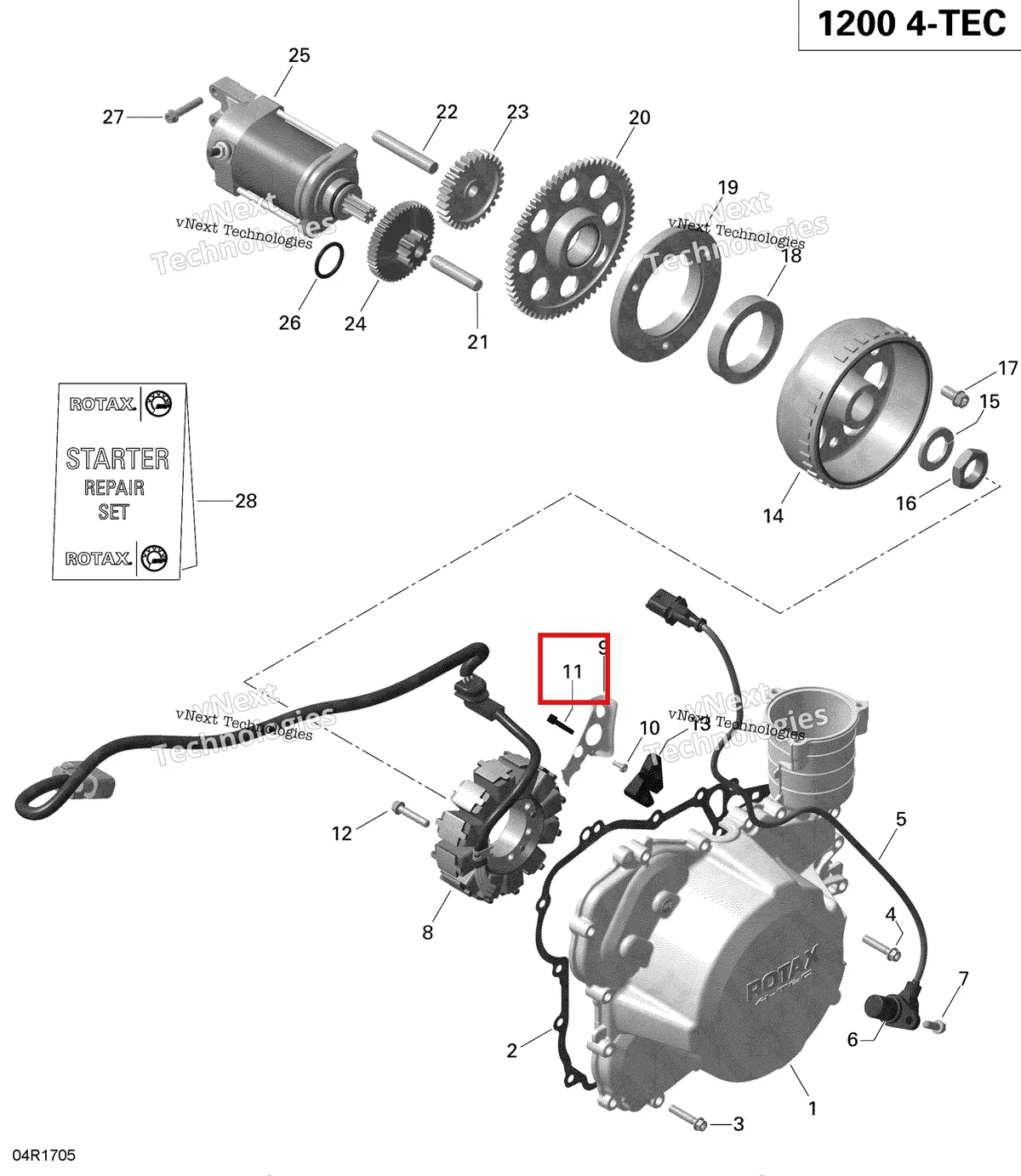 Деталь 420651396 (Стяжка) на схеме узла 2019 Ski-Doo EXPEDITION LE-SE 1200 4-TEC Magneto And Electric Starter - 1200Itc 4-Tec